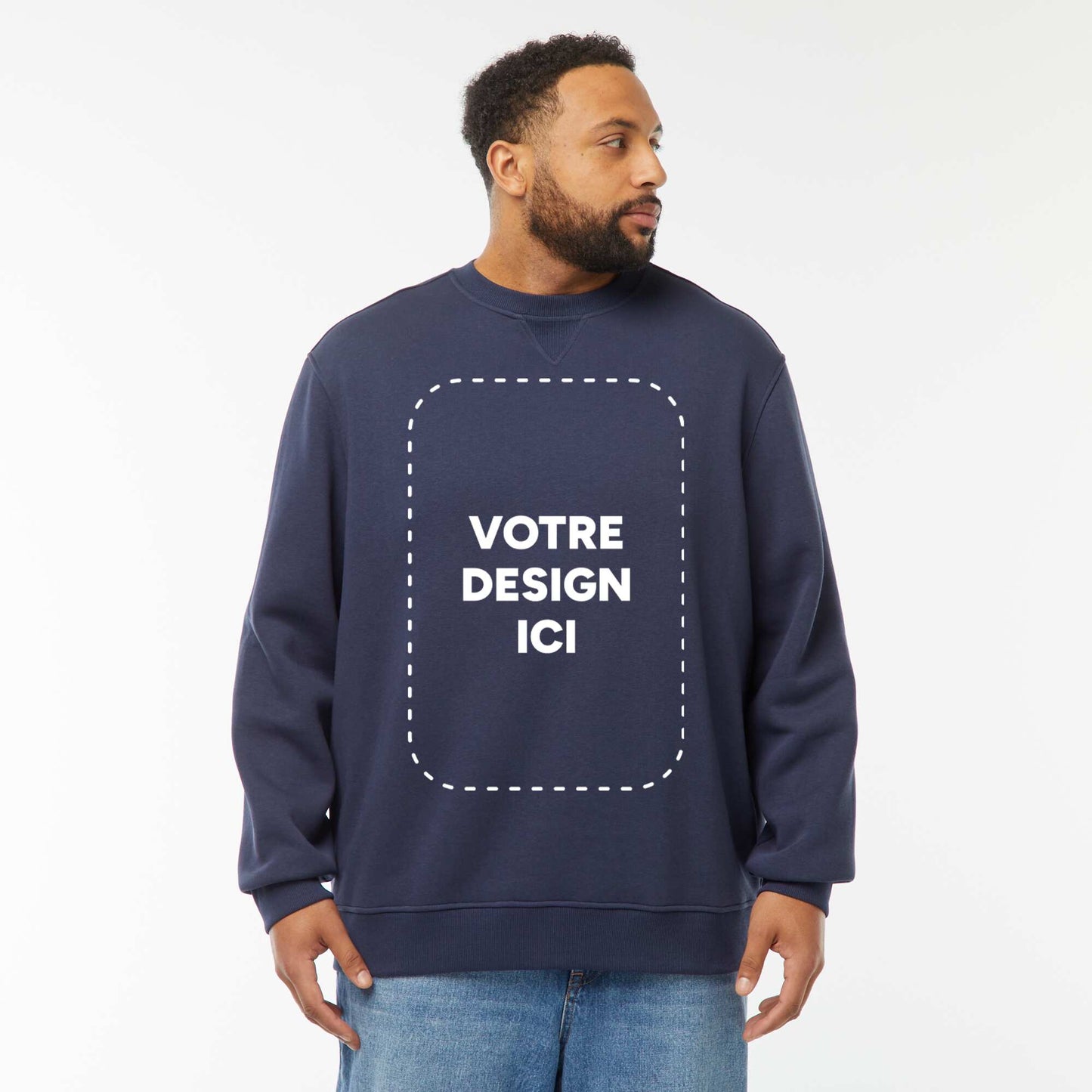 Sweat col rond molleton 320 Gr  - Unisexe BLEU MARINE