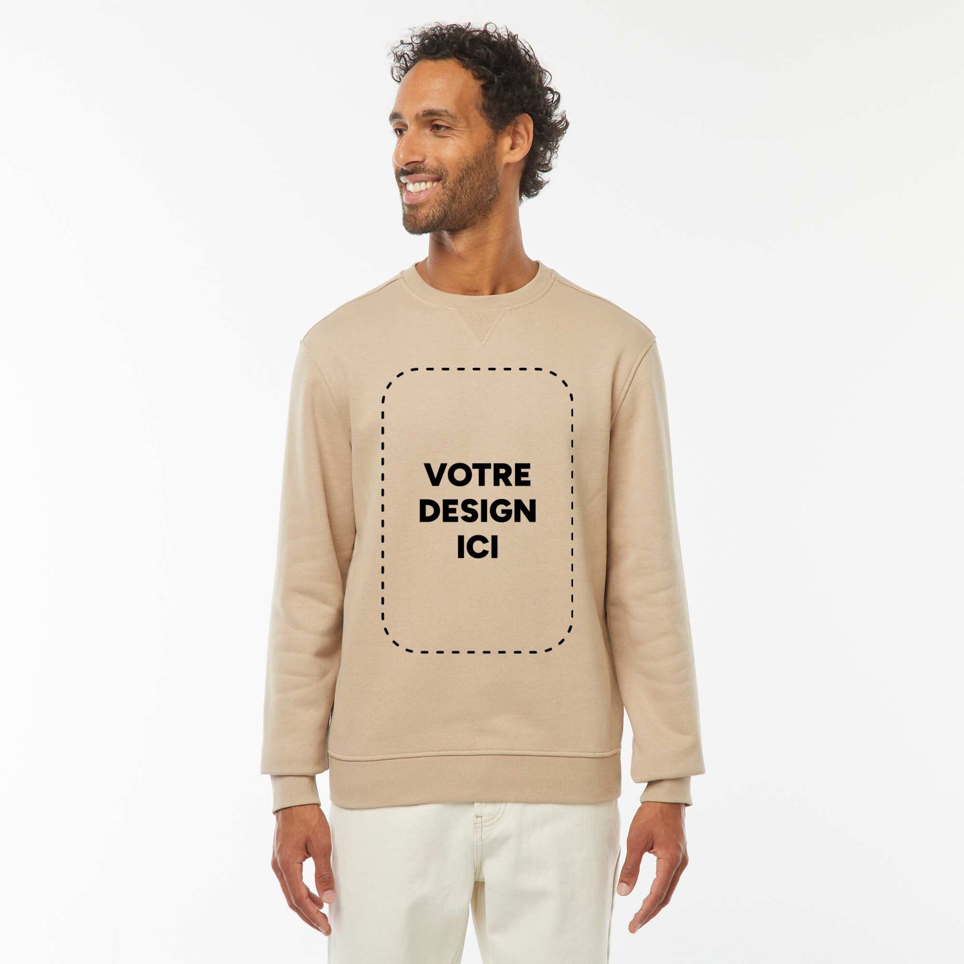 Sweat col rond molleton 320 Gr  - Unisexe BEIGE