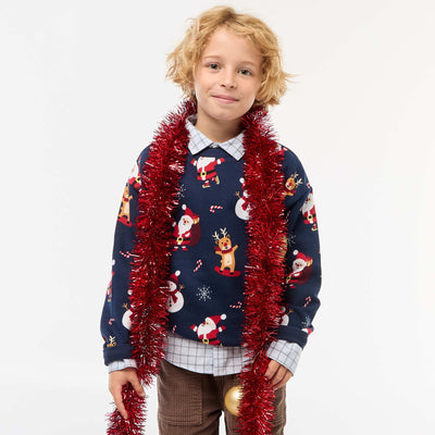 Sweat en molleton imprimé Noël BLEU