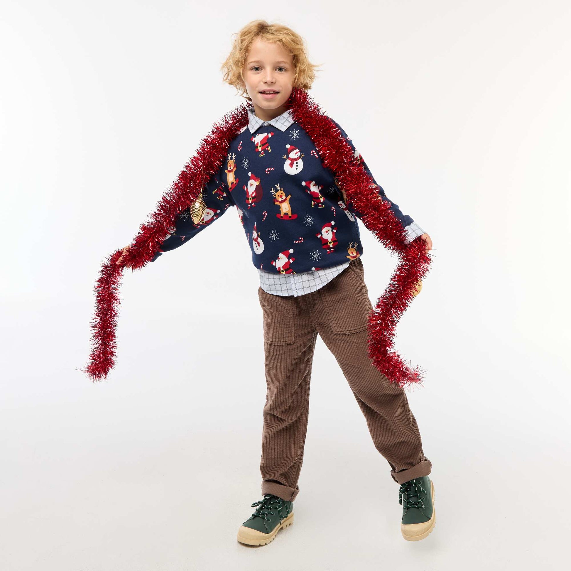 Sweat en molleton imprimé Noël BLEU