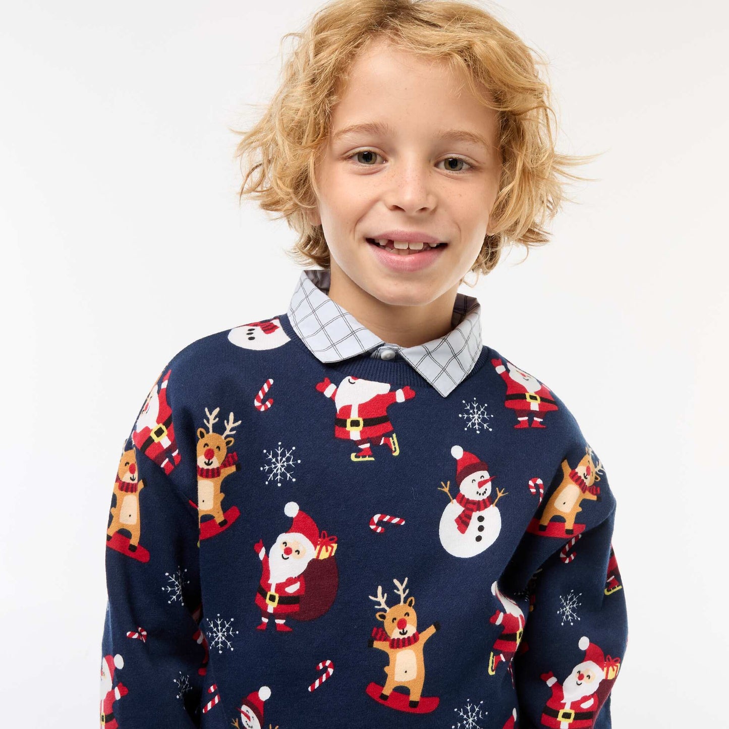 Sweat en molleton imprimé Noël BLEU