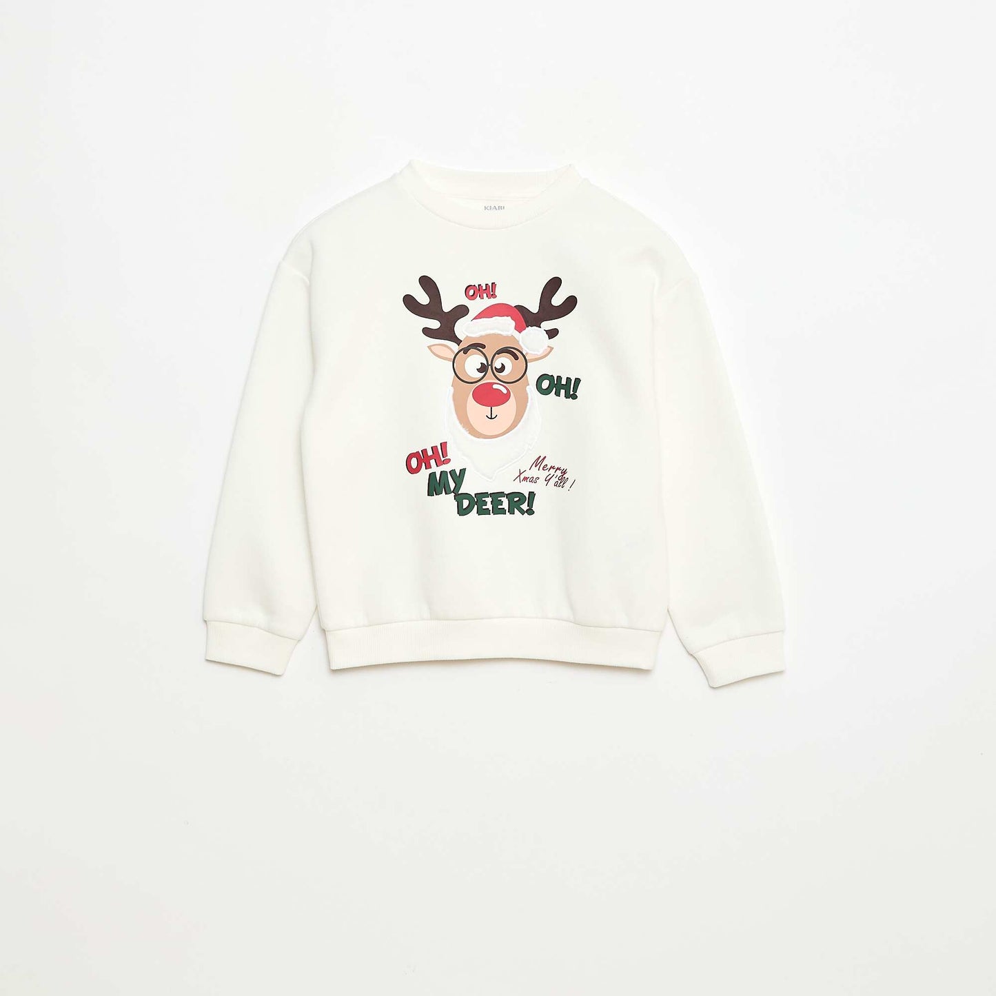 Sweat en molleton imprimé Noël BEIGE