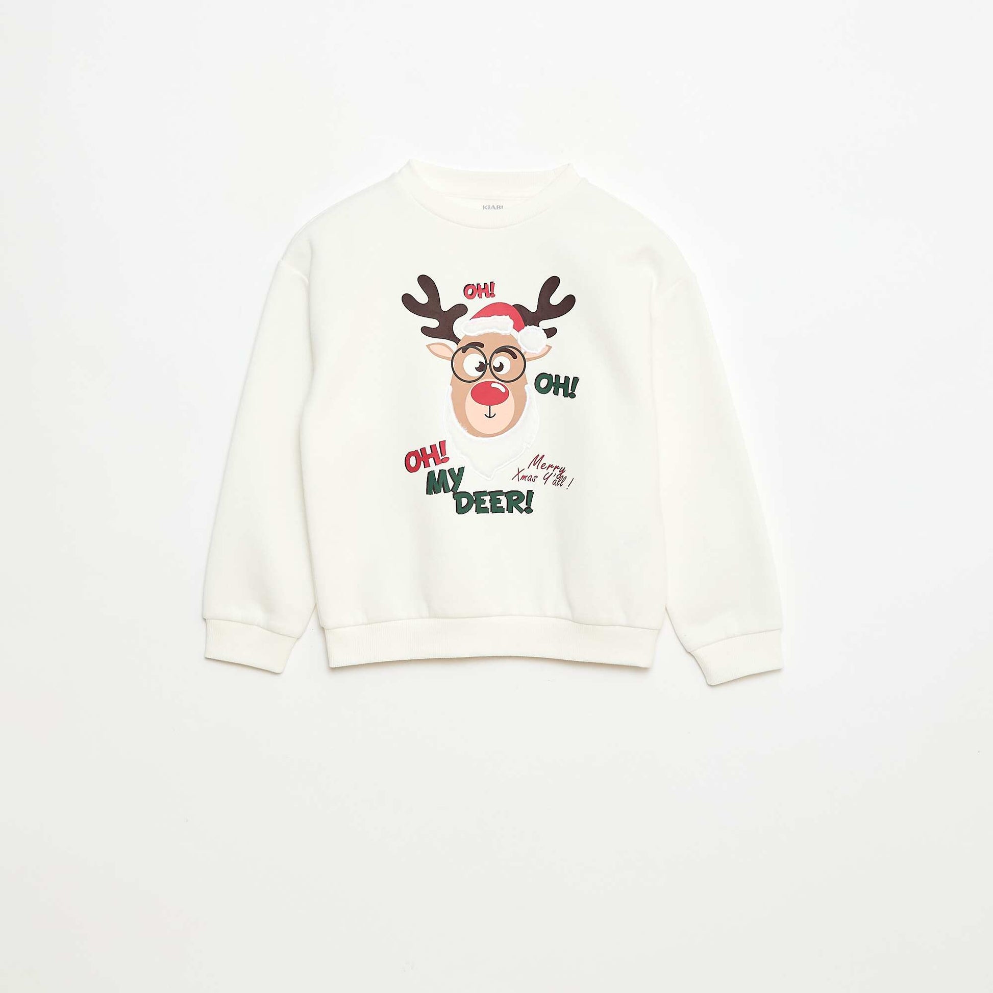 Sweat en molleton imprimé Noël BEIGE