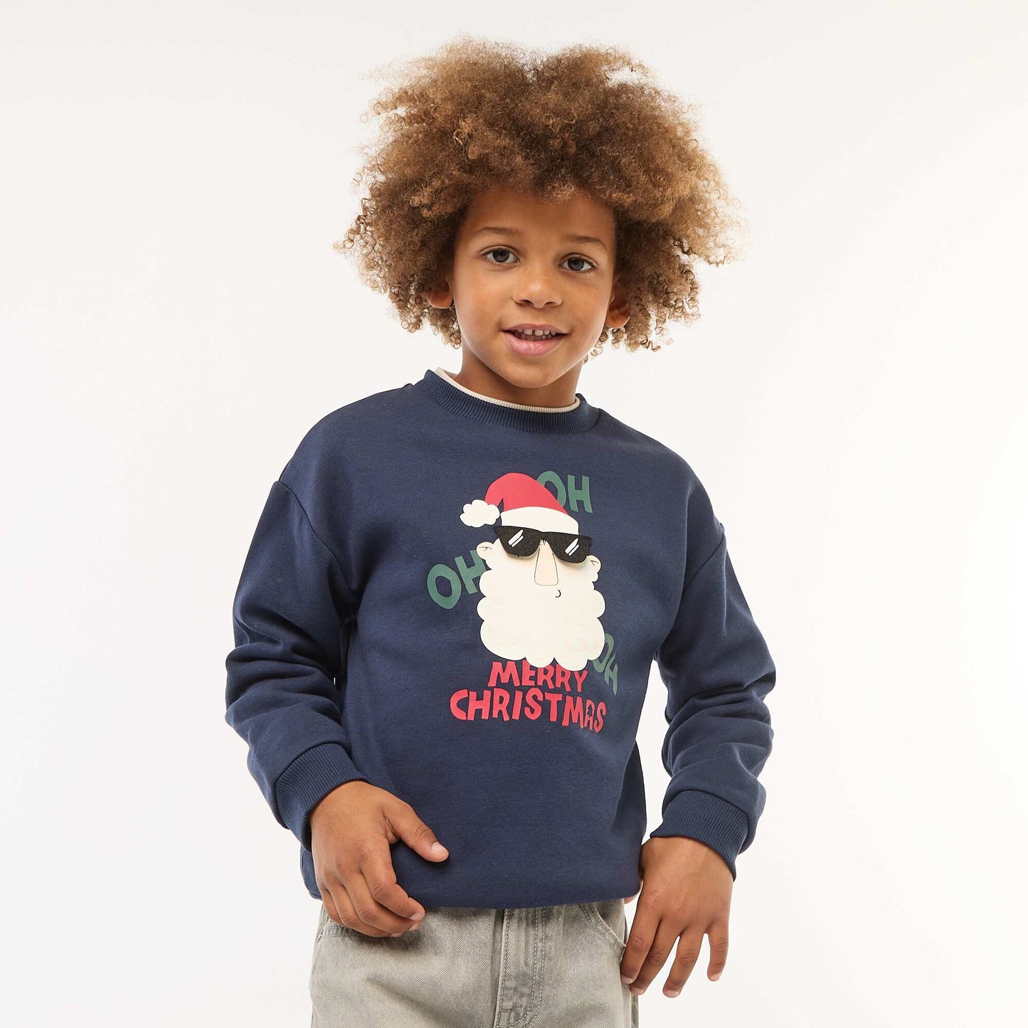 Sweat en molleton imprimé Noël BLEU