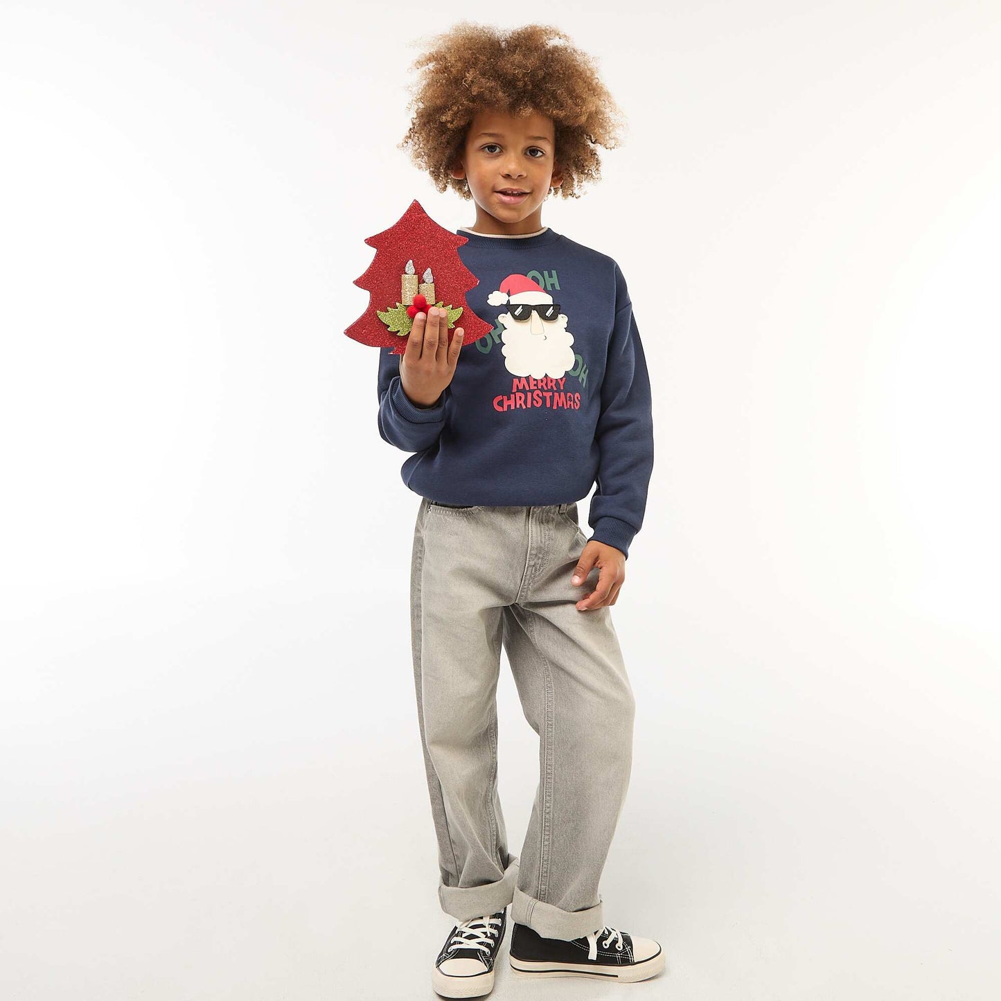 Sweat en molleton imprimé Noël BLEU