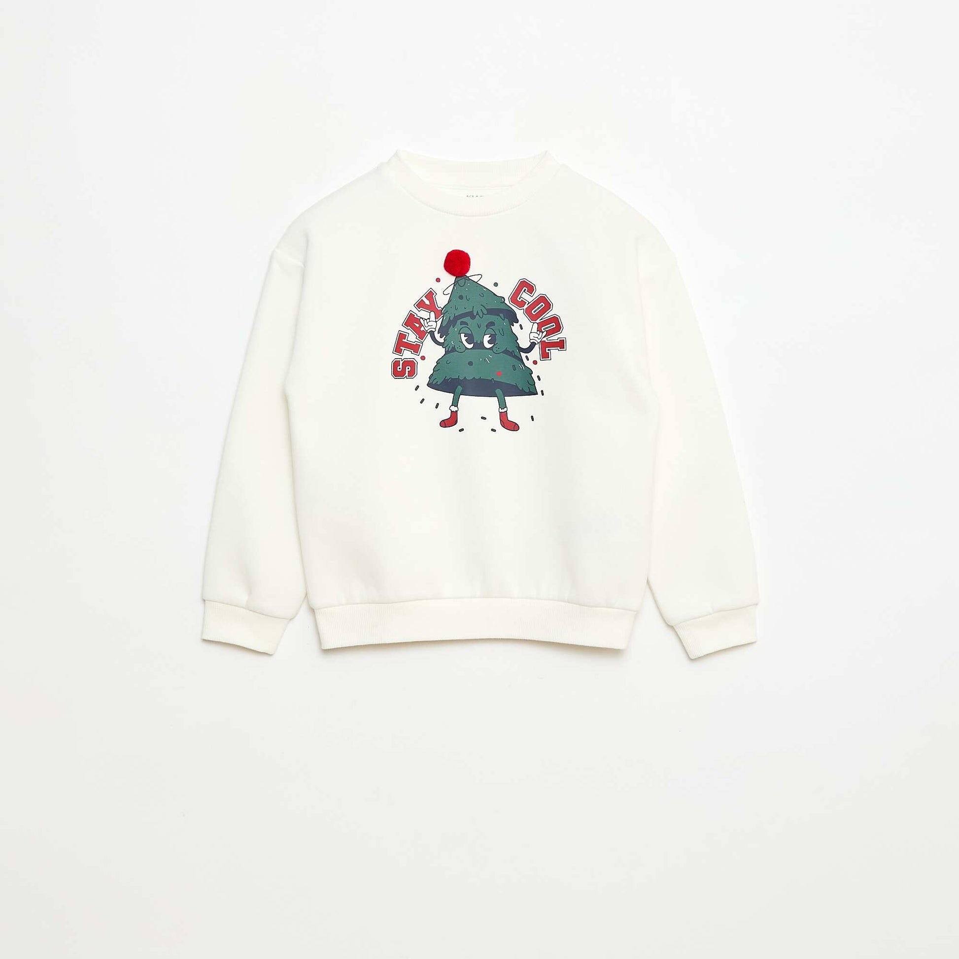 Sweat en molleton imprimé Noël BLANC