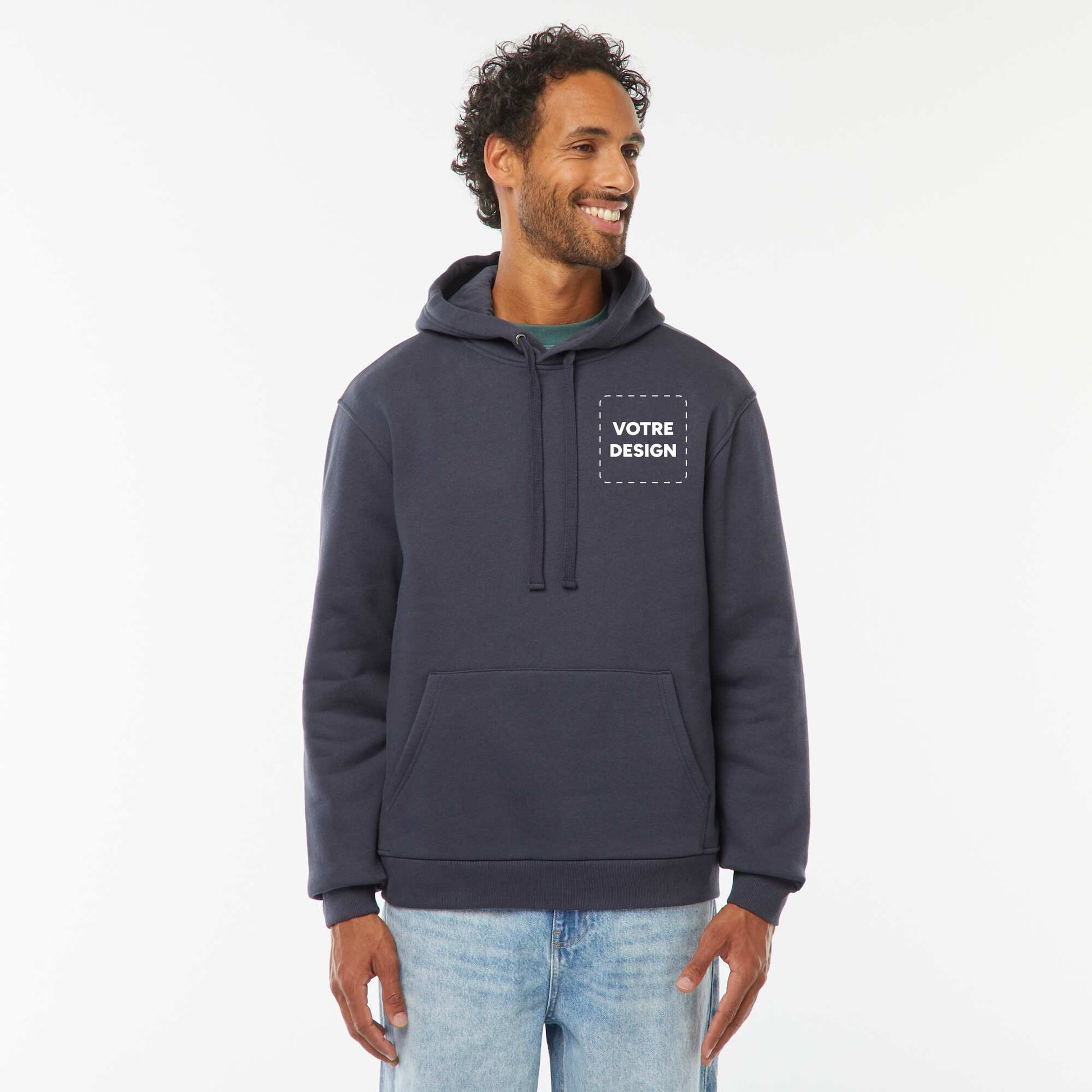 Sweat capuche molleton 320 Gr BLEU MARINE