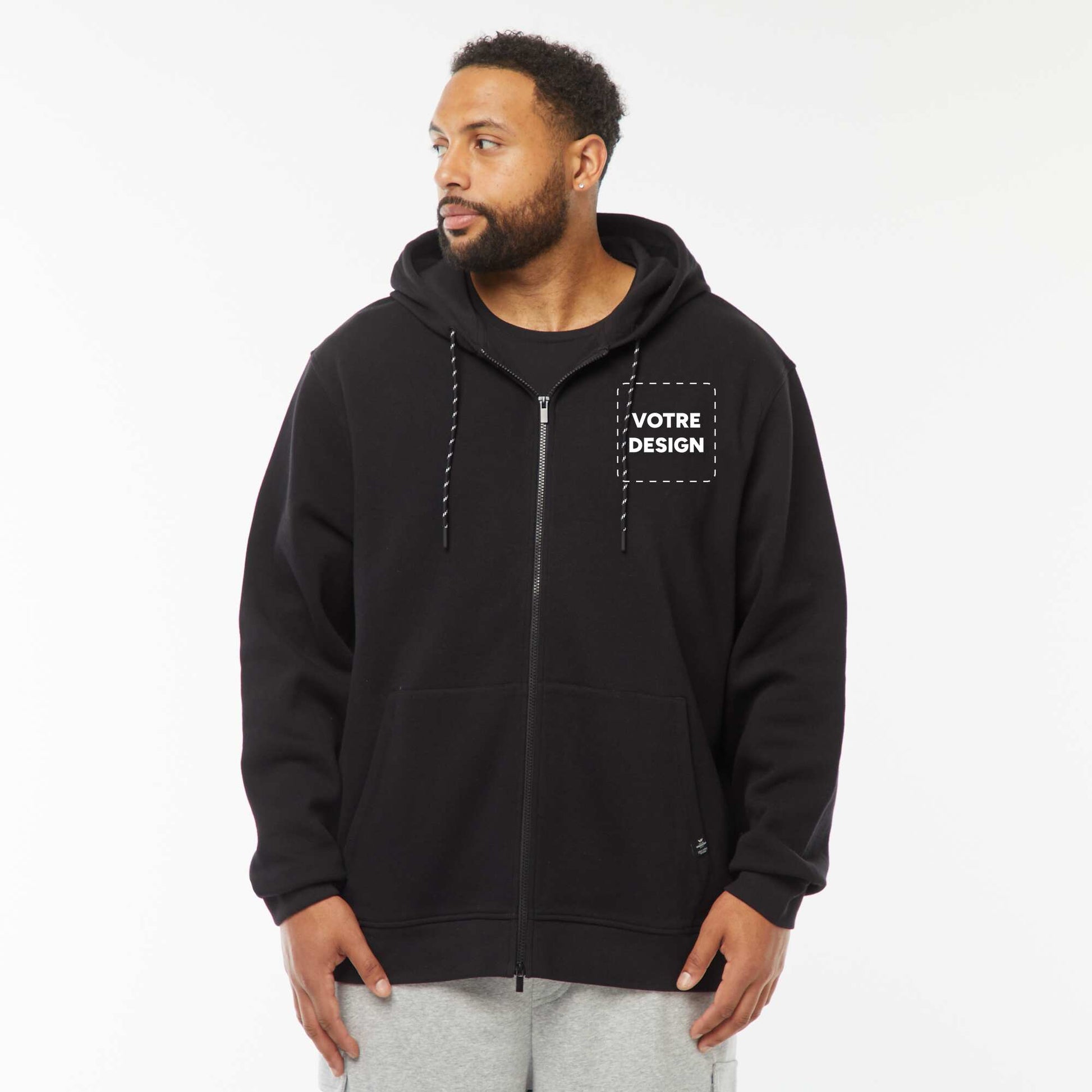 Sweat zippé molleton 385 Gr NOIR