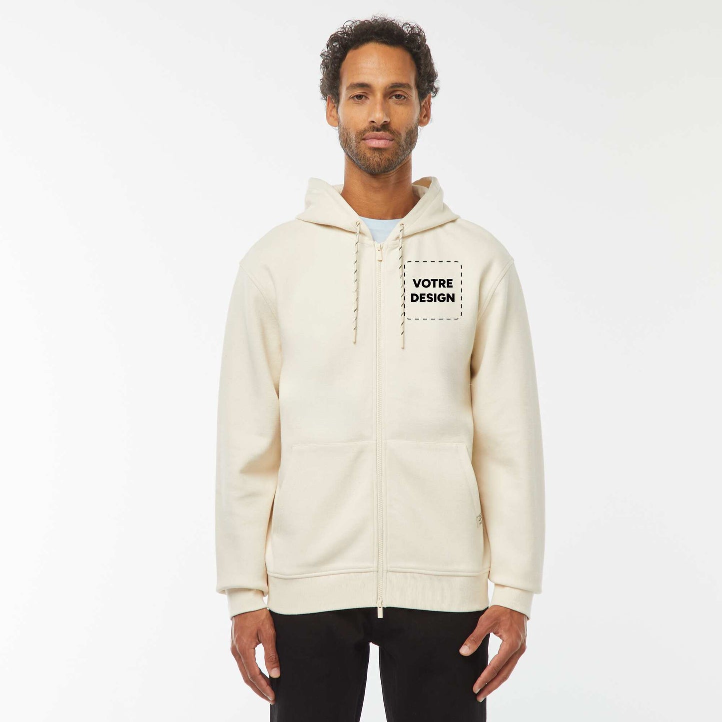 Sweat zippé molleton 385 Gr BLANC