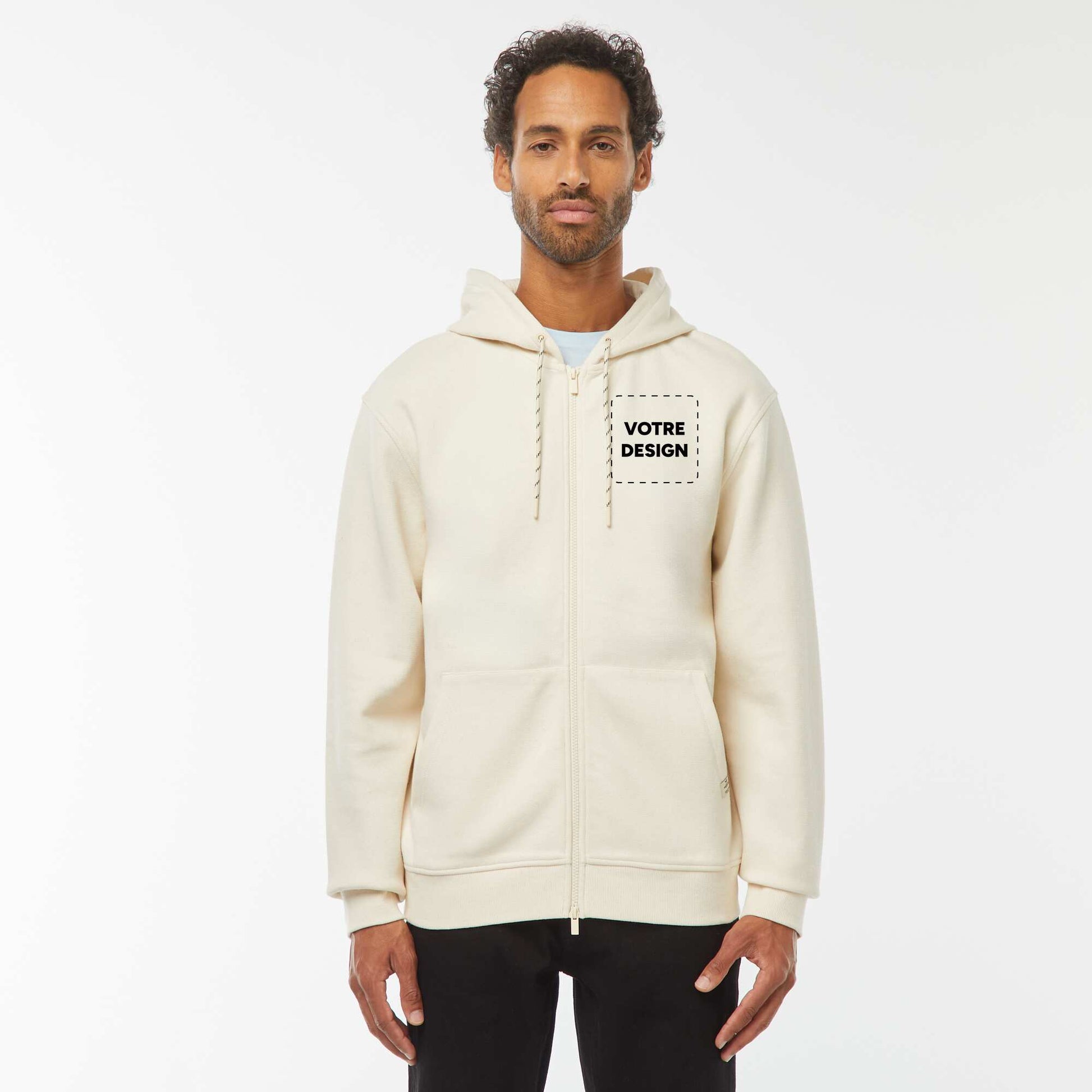 Sweat zippé molleton 385 Gr BLANC