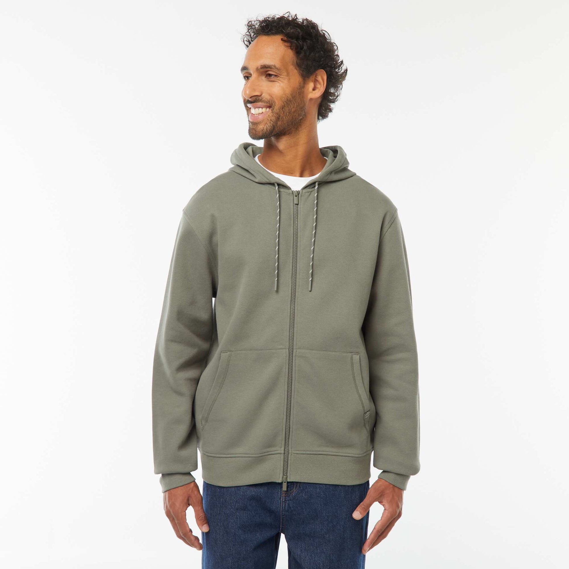 Sweat zippé molleton 385 Gr KAKI