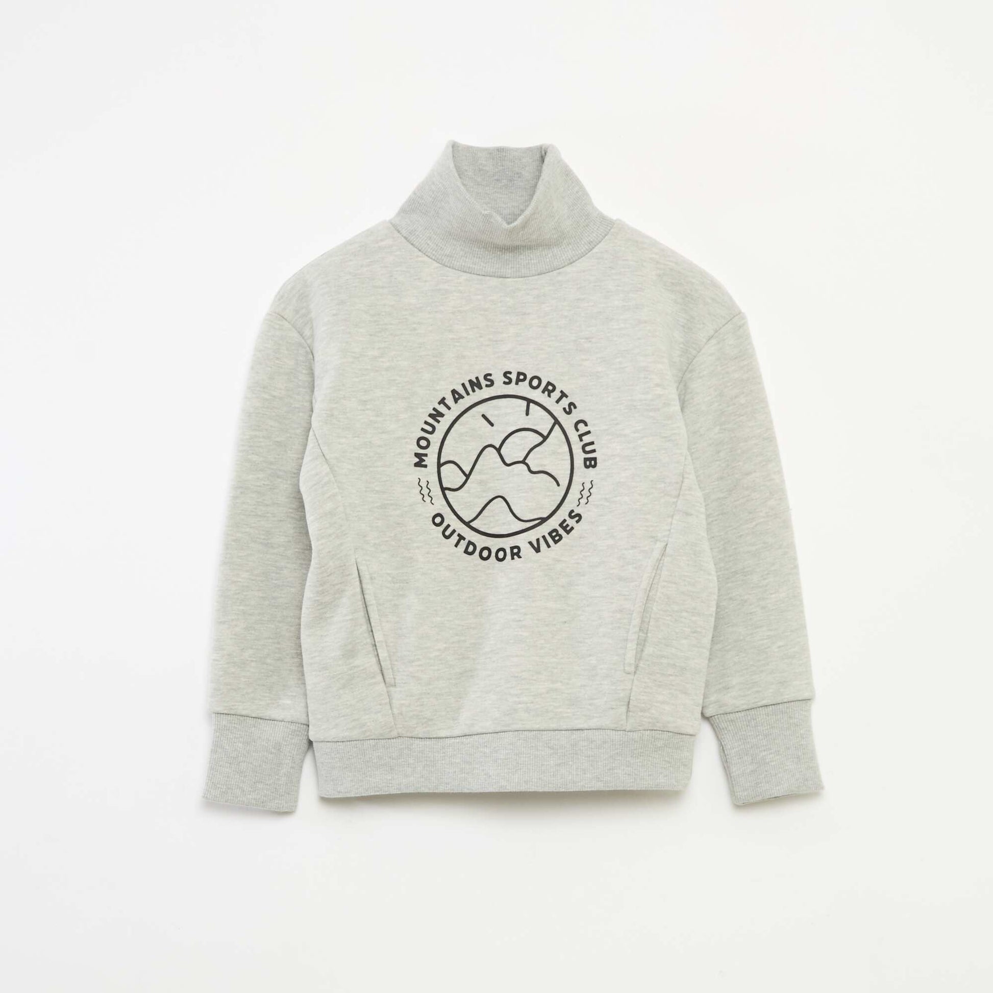 Sweat col montant loose en polaire GRIS