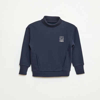 Sweat col montant loose en polaire BLEU