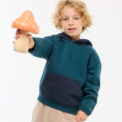 Sweat à capuche loose en polaire BLEU