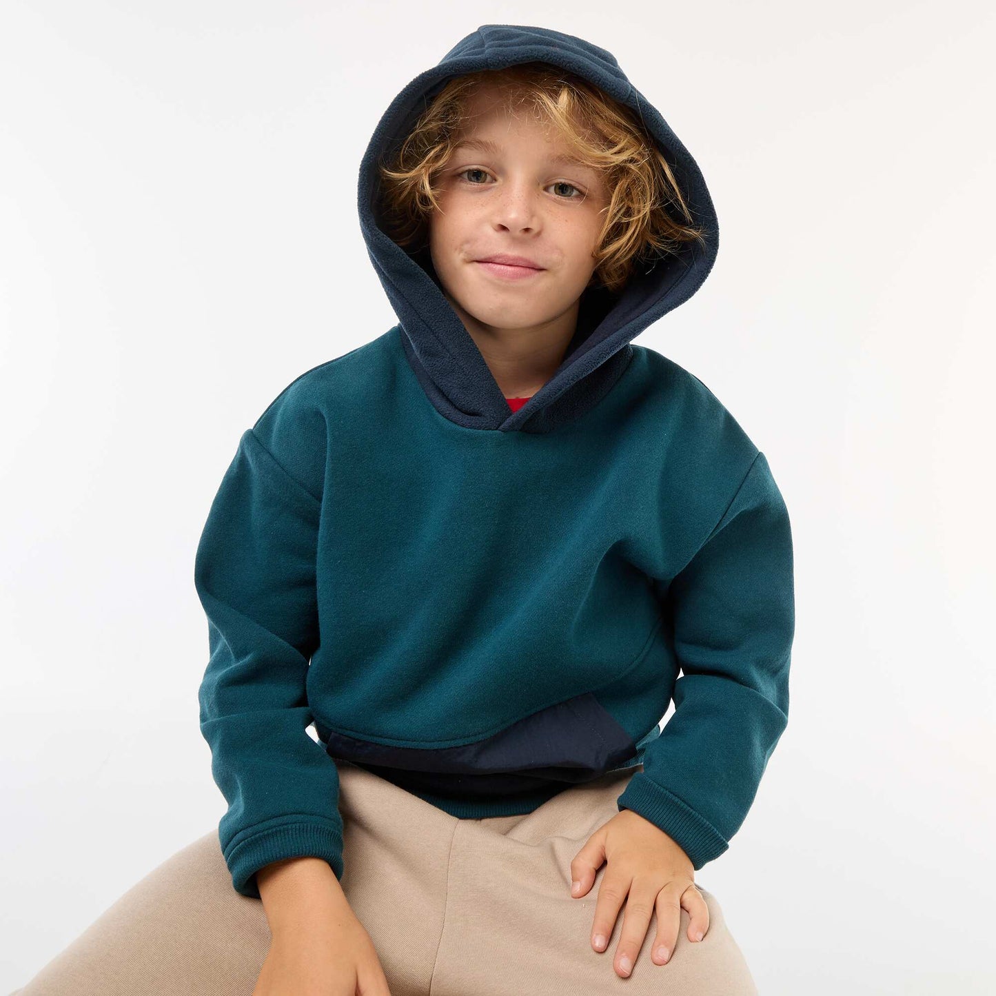 Sweat à capuche loose en polaire BLEU