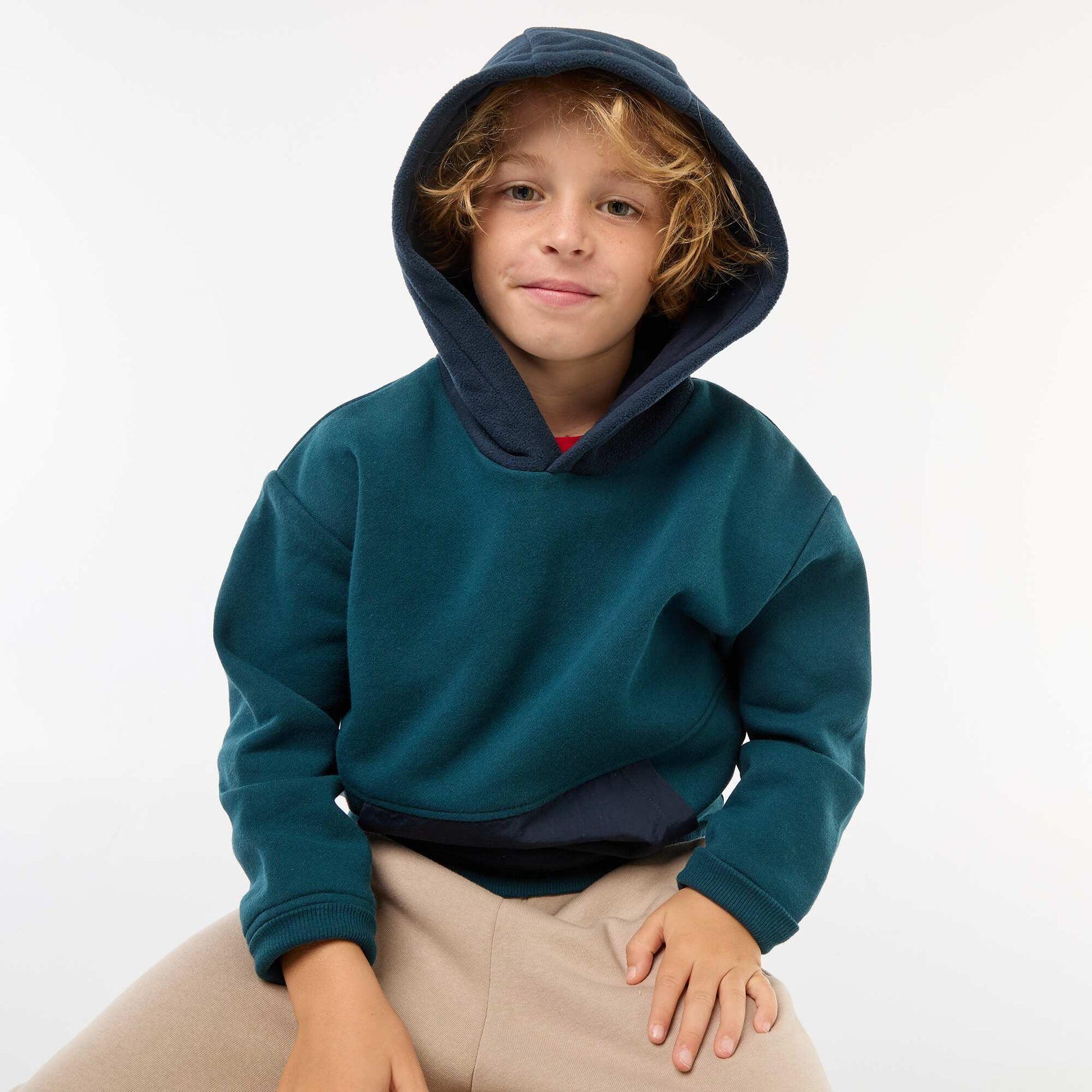 Sweat à capuche loose en polaire BLEU