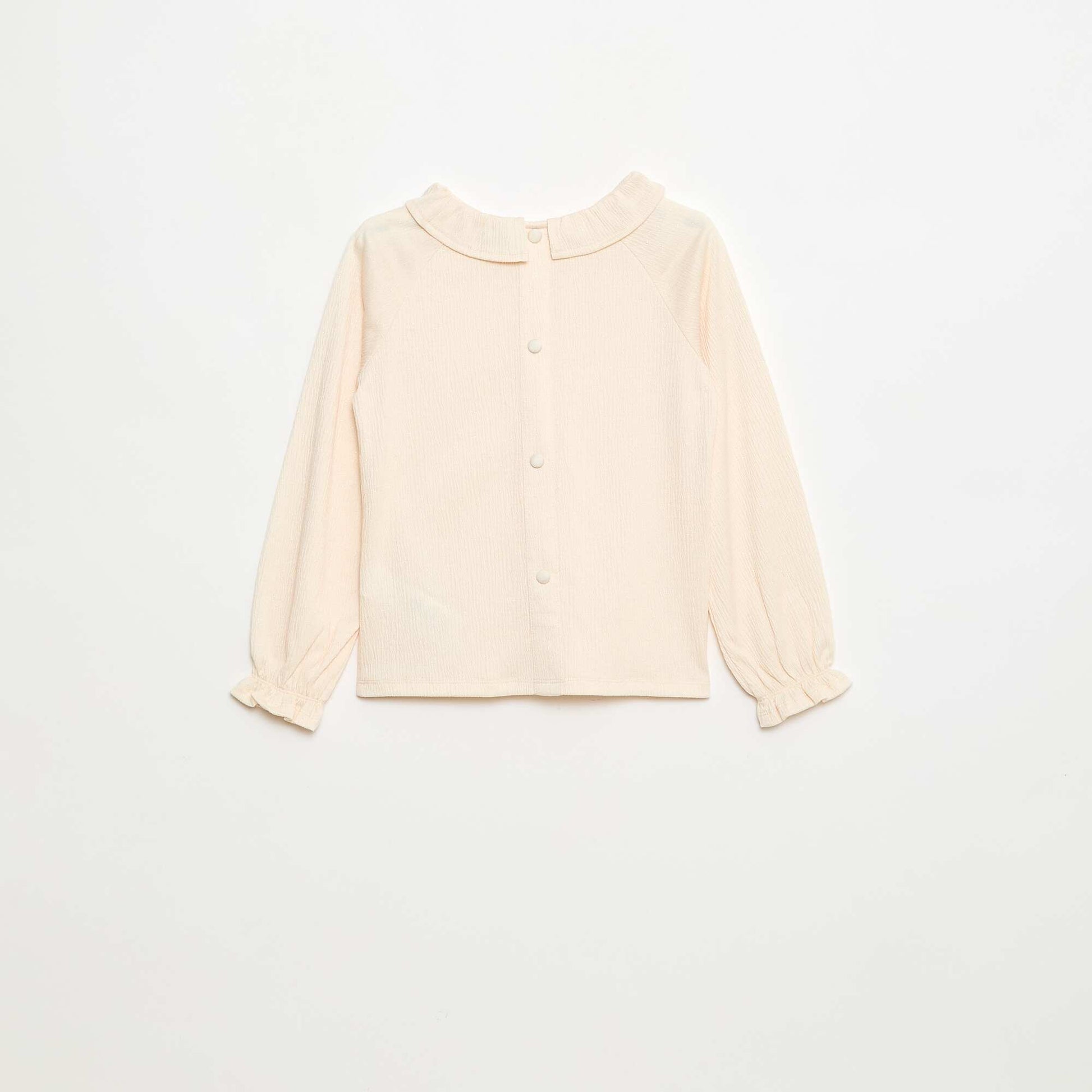 T-shirt à collerette en maille gaufrée à paillette BLANC