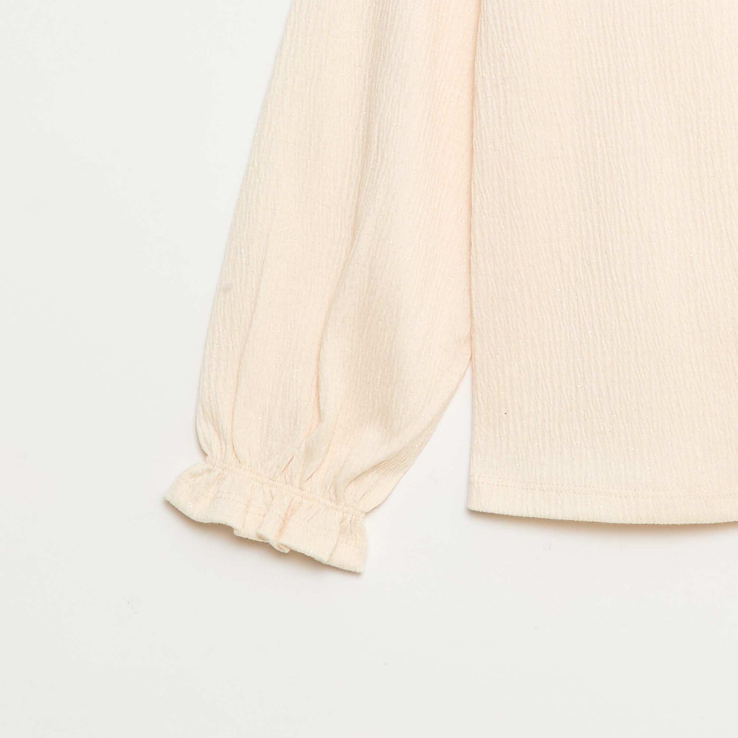 T-shirt à collerette en maille gaufrée à paillette BLANC
