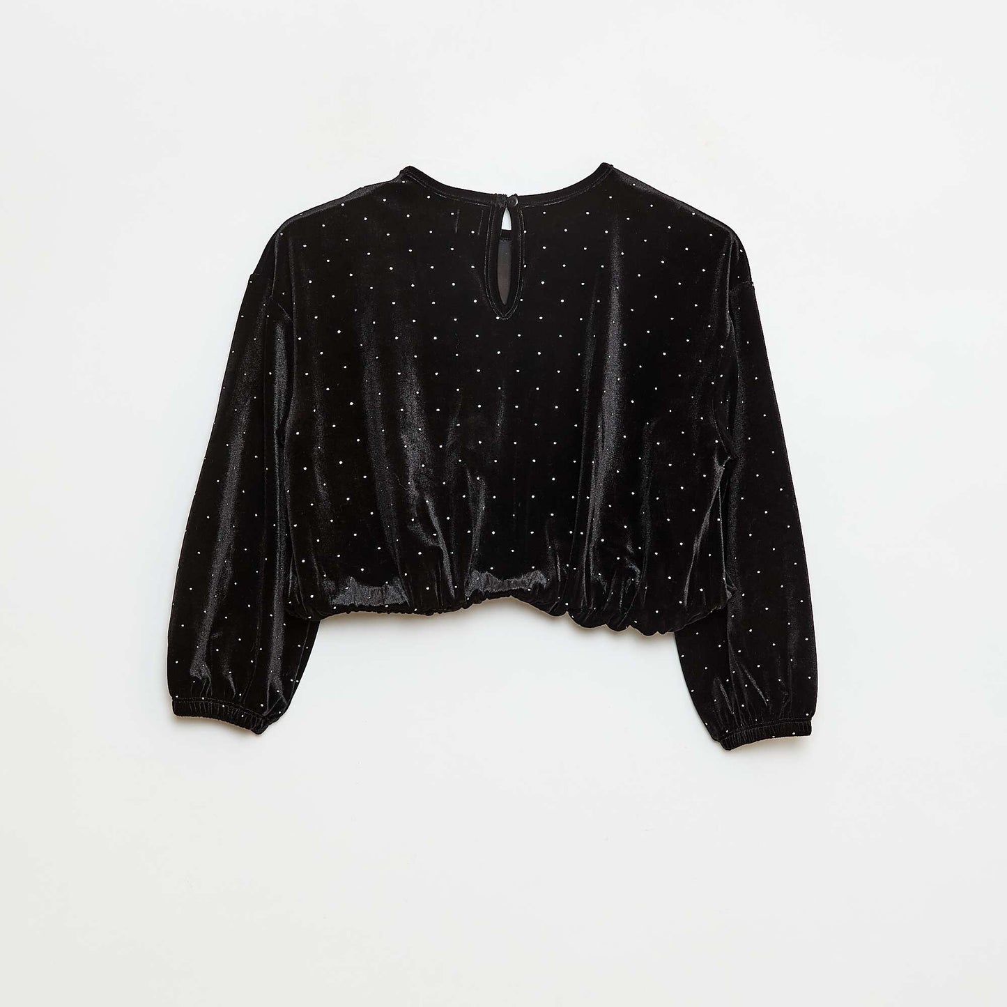 T-shirt en maille doudou avec strass NOIR