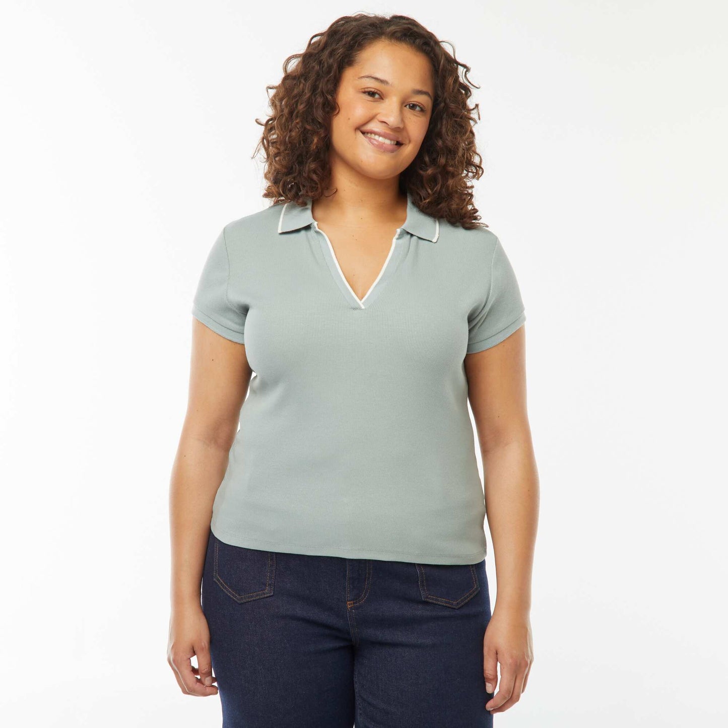 Polo maille côtelée 220 gr GRIS