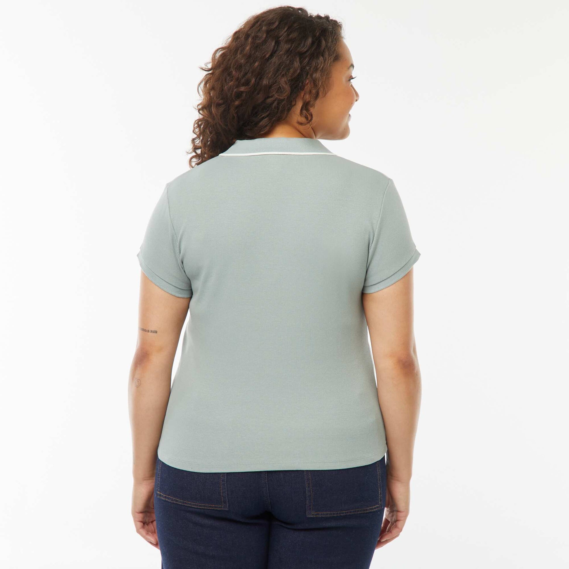 Polo maille côtelée 220 gr GRIS