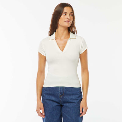 Polo maille côtelée 220 gr BLANC