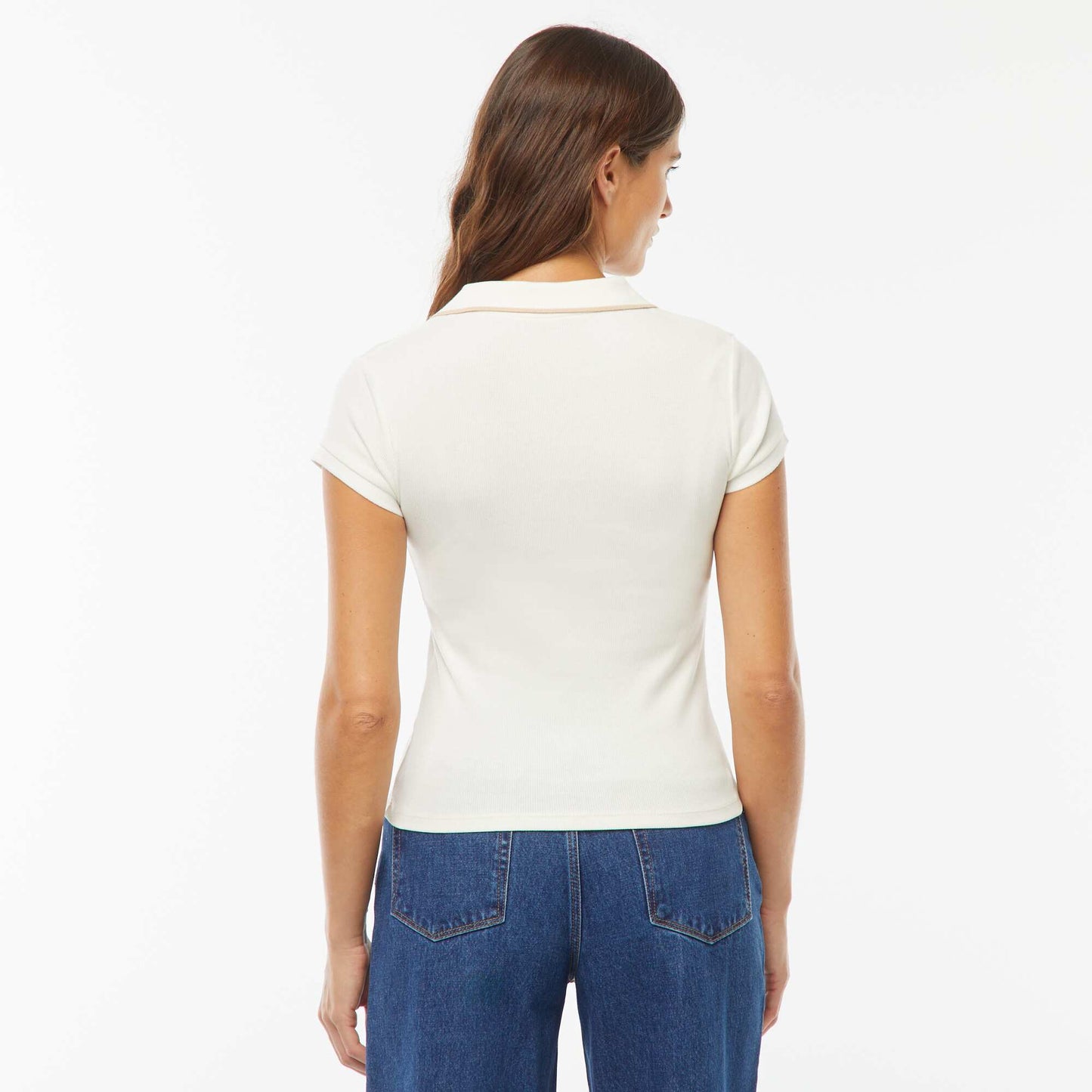 Polo maille côtelée 220 gr BLANC