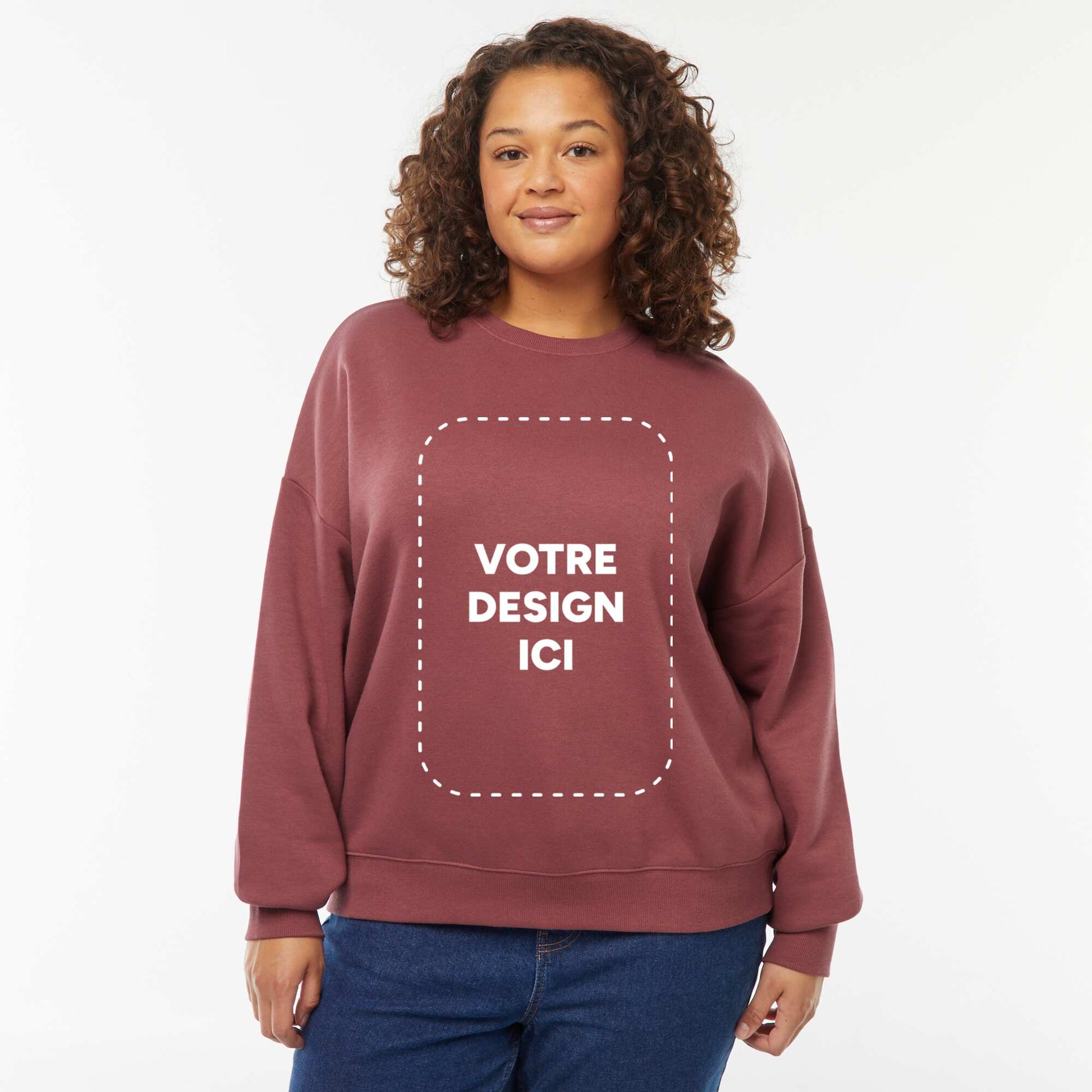 Sweat col rond molleton 260 Gr ROSE FONCé