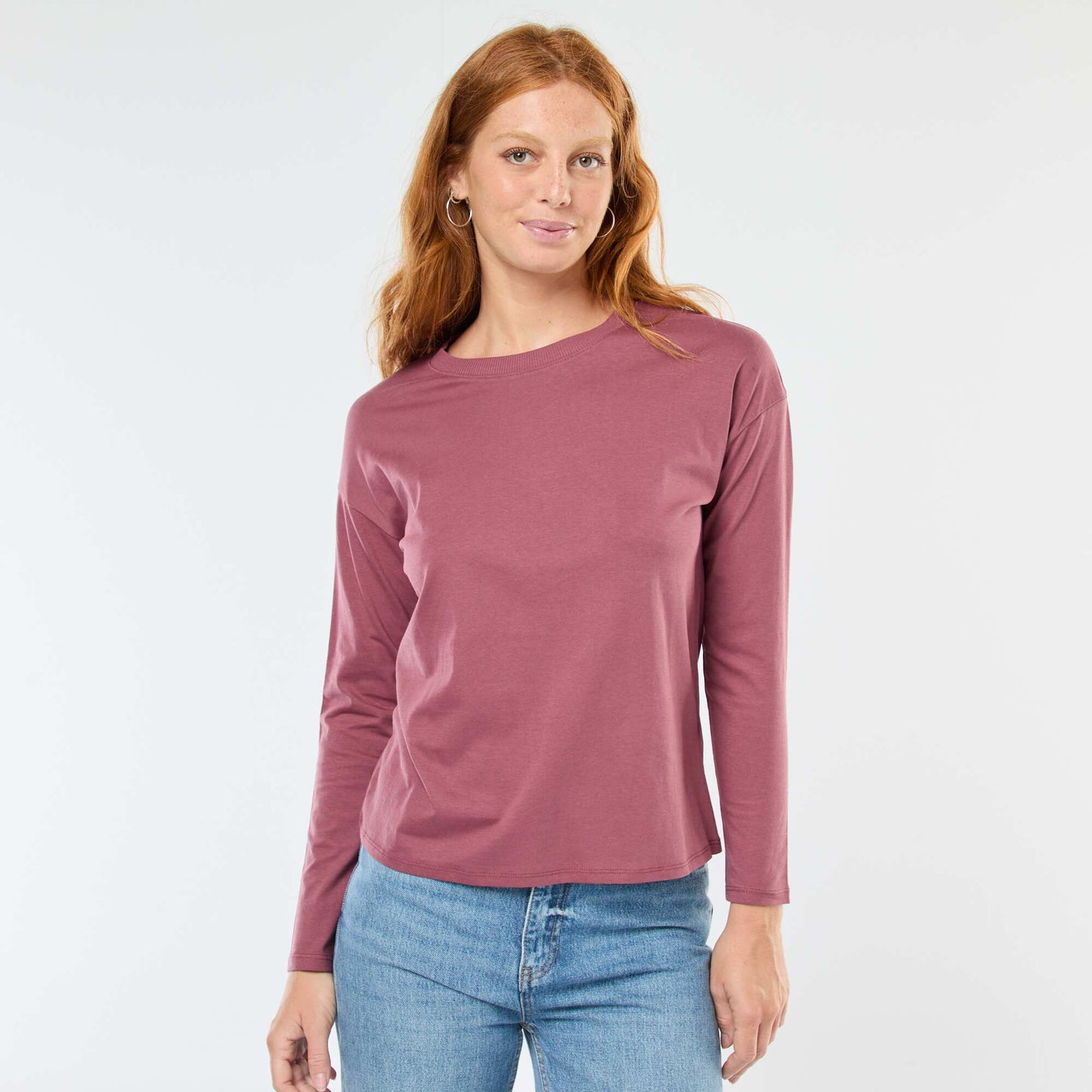 T-shirt à manches longue et col rond ROSE