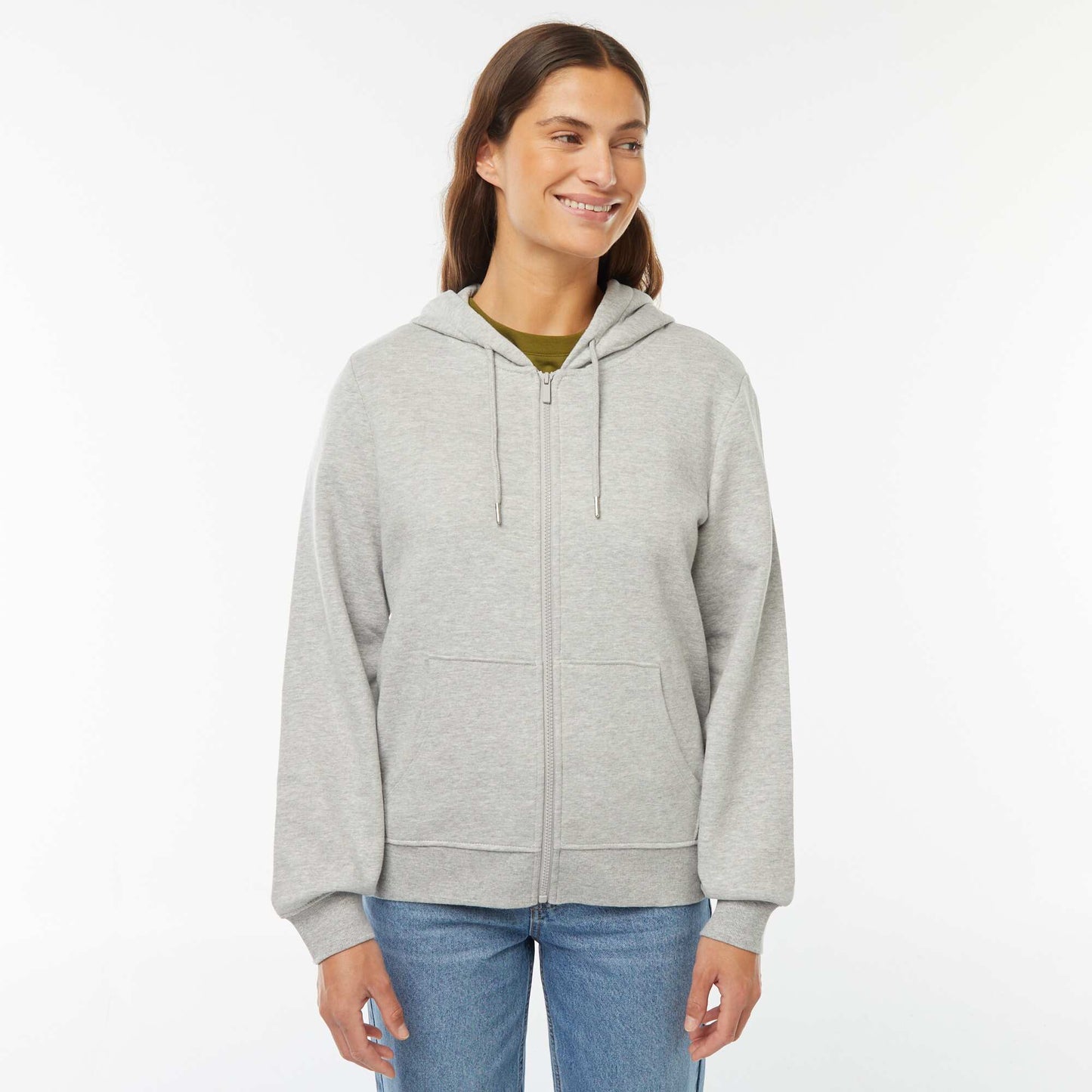 Sweat zippé capuche molleton 260 Gr GRIS