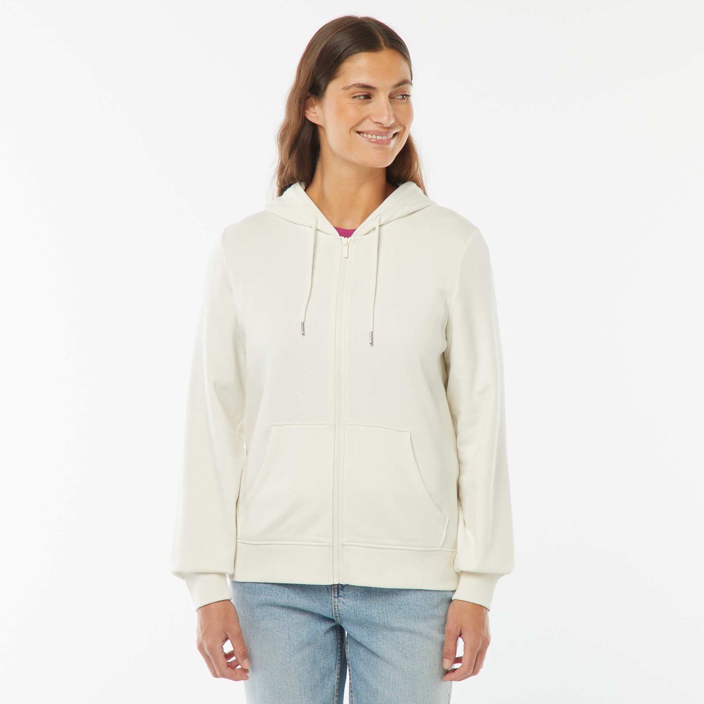 Sweat zippé capuche molleton 260 Gr BLANC