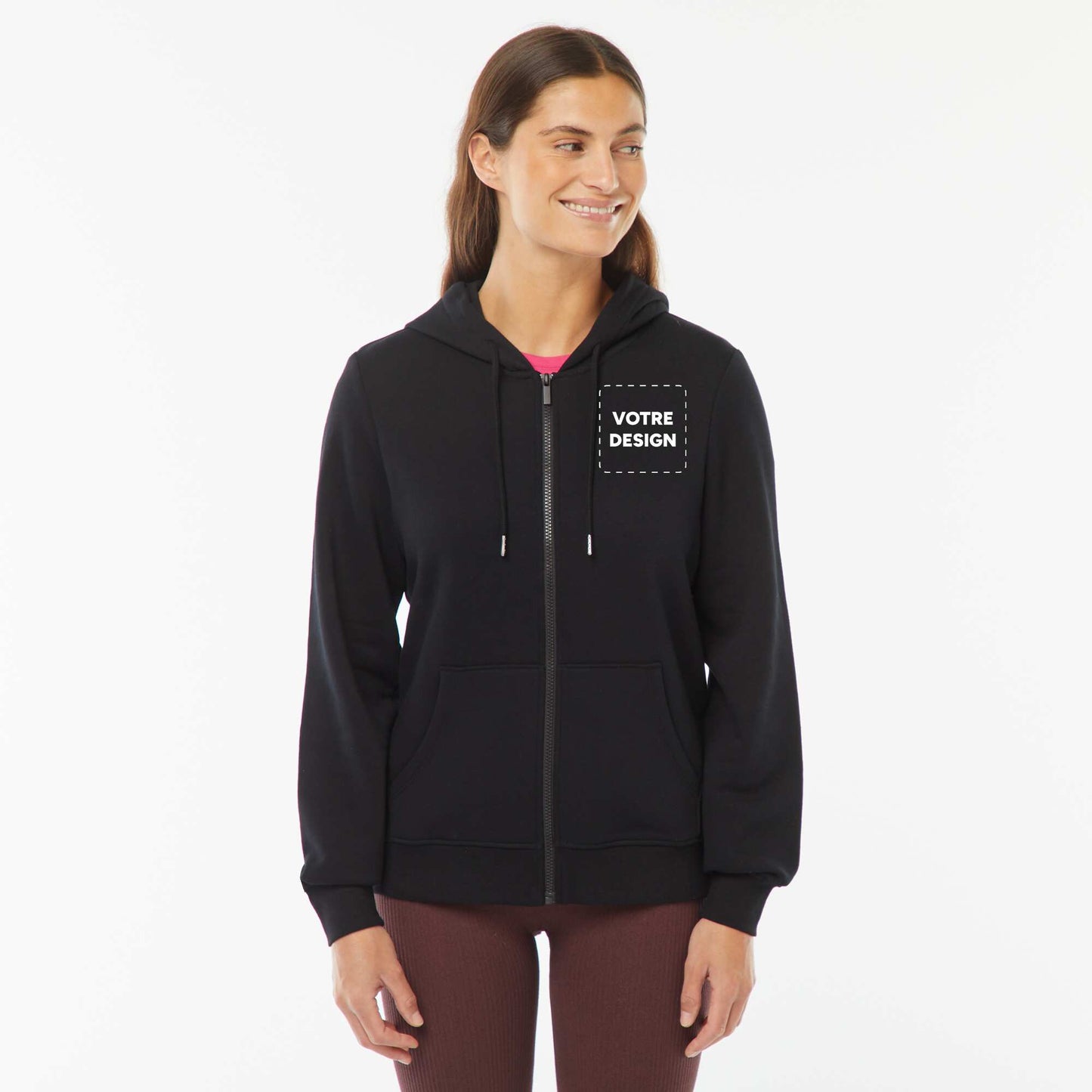 Sweat zippé capuche molleton 260 Gr NOIR