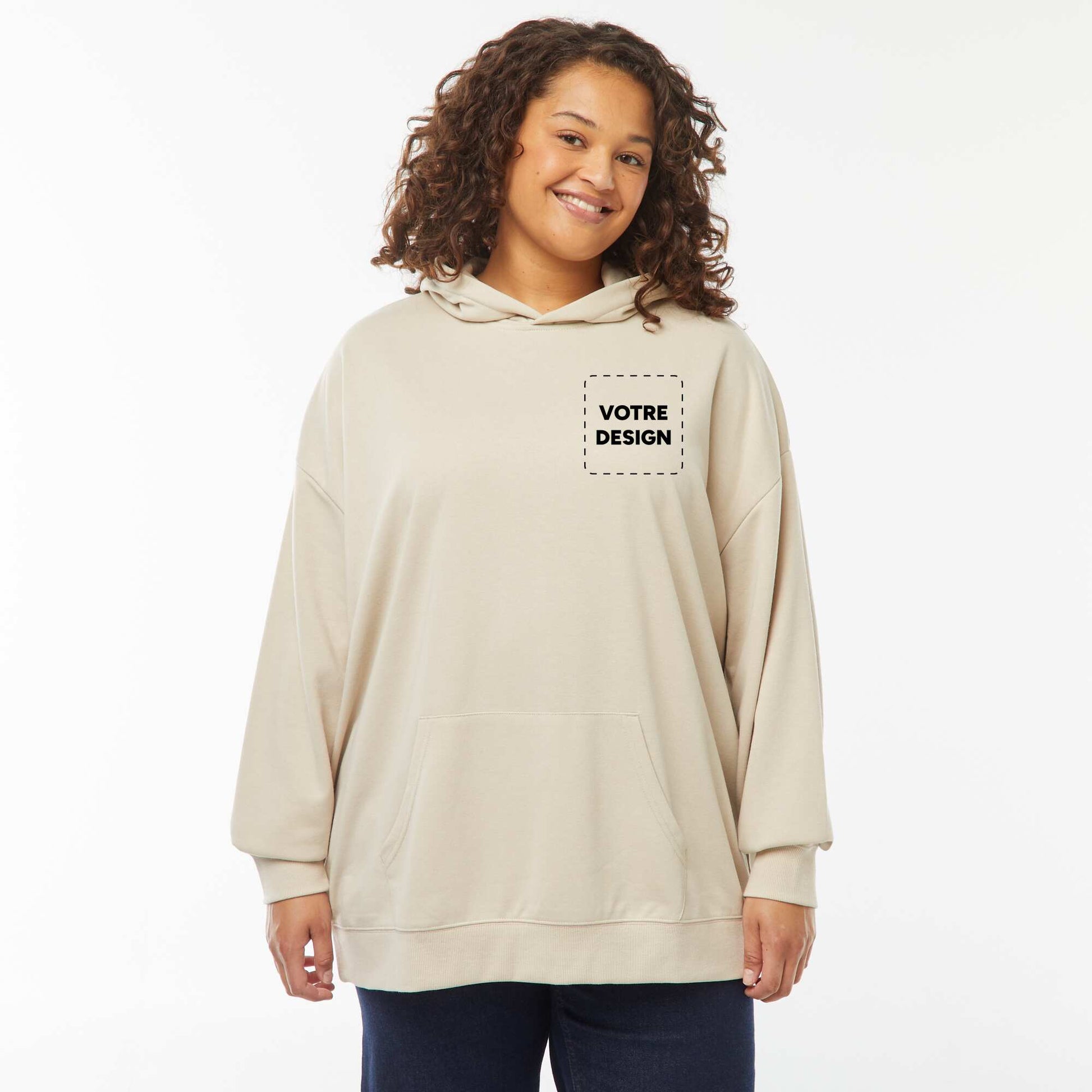 Sweat capuche molleton 320 Gr BEIGE