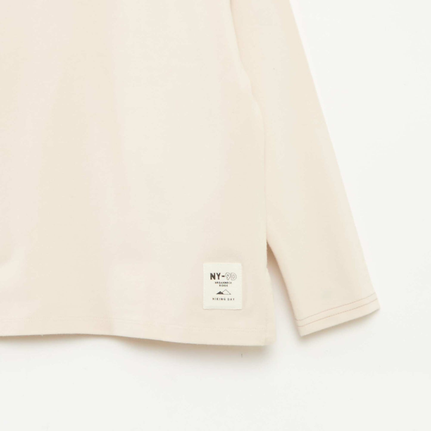 T-shirt à manches longues col rond BEIGE