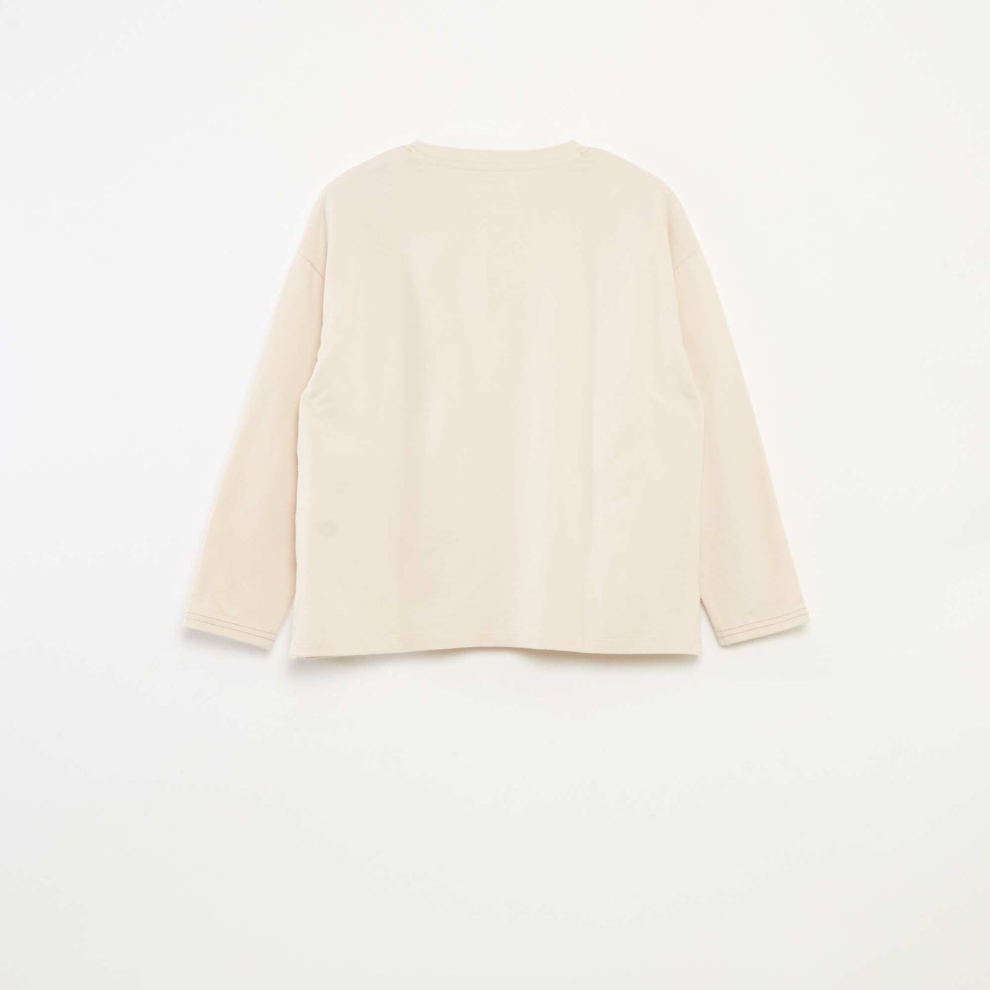 T-shirt à manches longues col rond BEIGE
