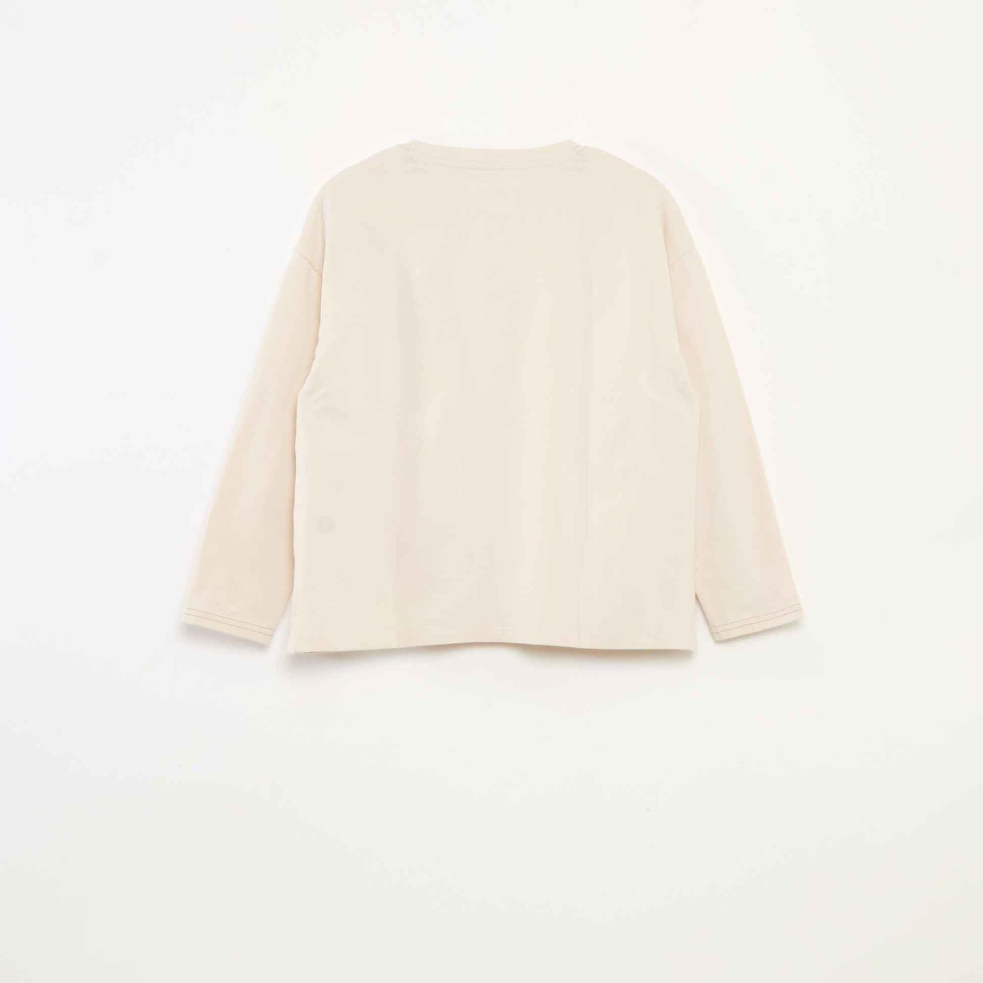 T-shirt à manches longues col rond BEIGE