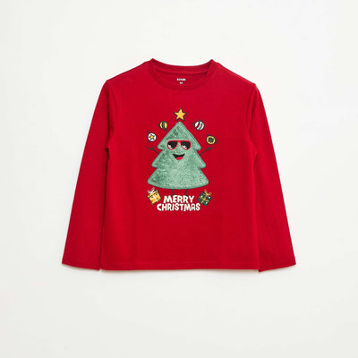 T-shirt de Noël à manches longues ROUGE