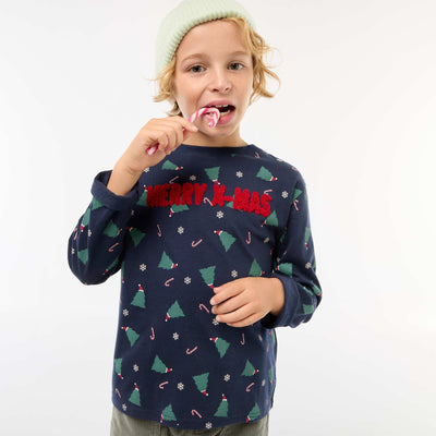 T-shirt de Noël à manches longues BLEU