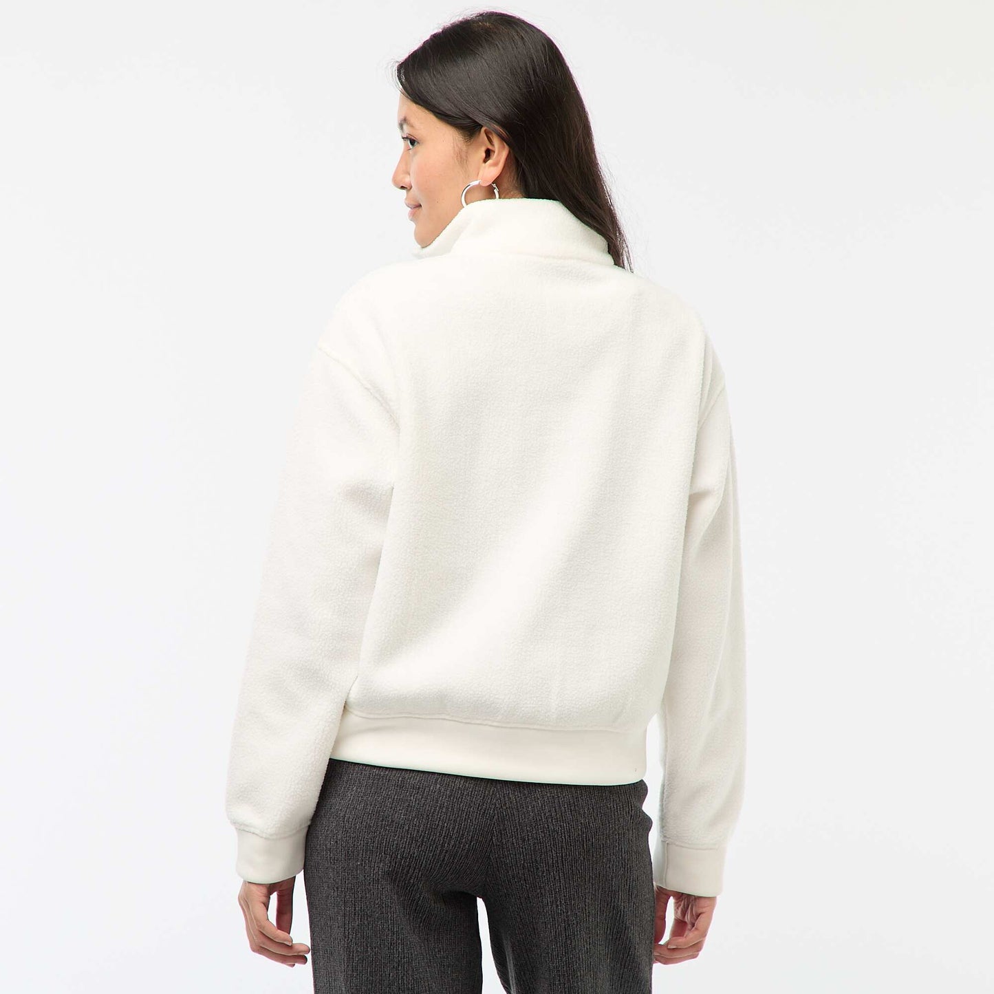 Pull col camionneur en matière effet moutonné BLANC