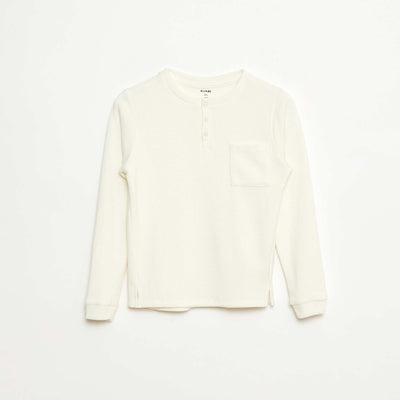 T-shirt en maille doudou avec poche poitrine BEIGE