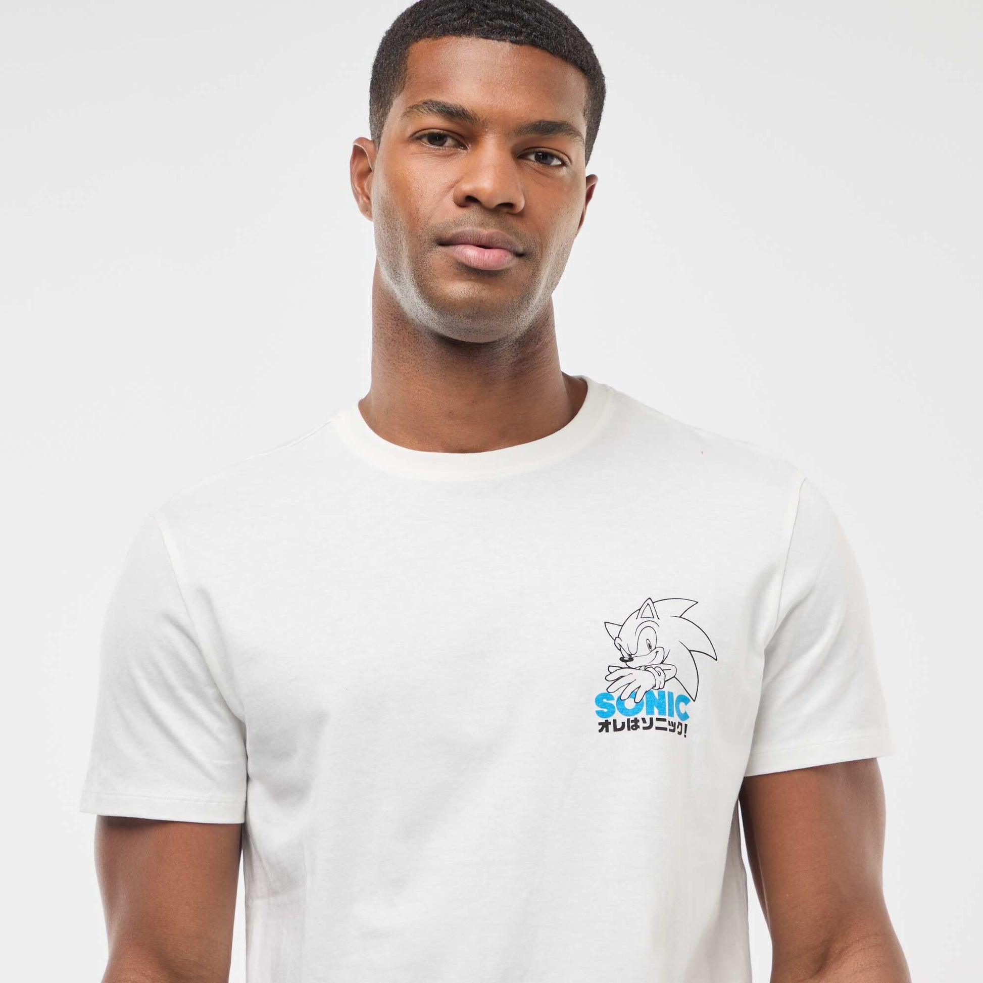 T-shirt 'Sonic' imprimé recto/verso à manches courtes BLANC