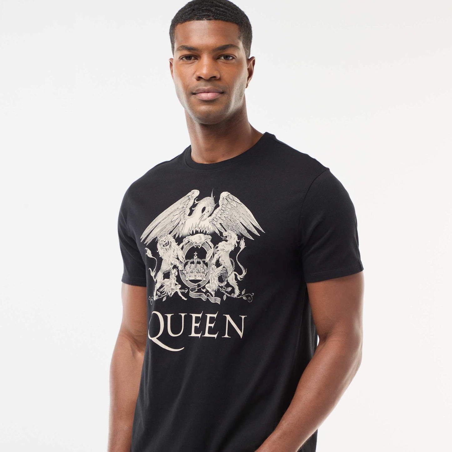T-shirt imprimé 'Queen' à manches courtes NOIR