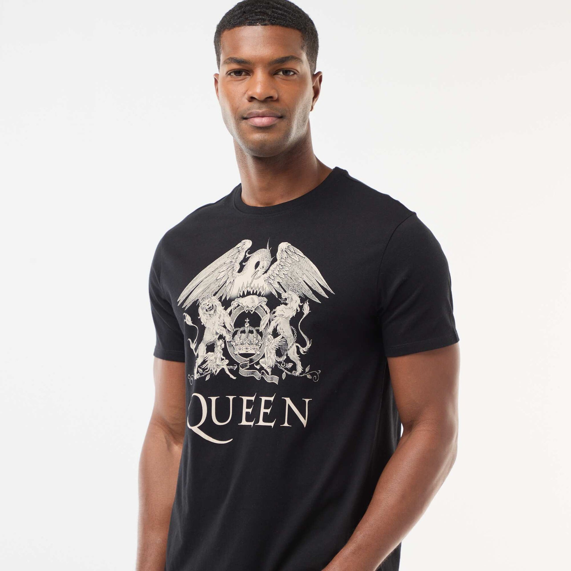 T-shirt imprimé 'Queen' à manches courtes NOIR