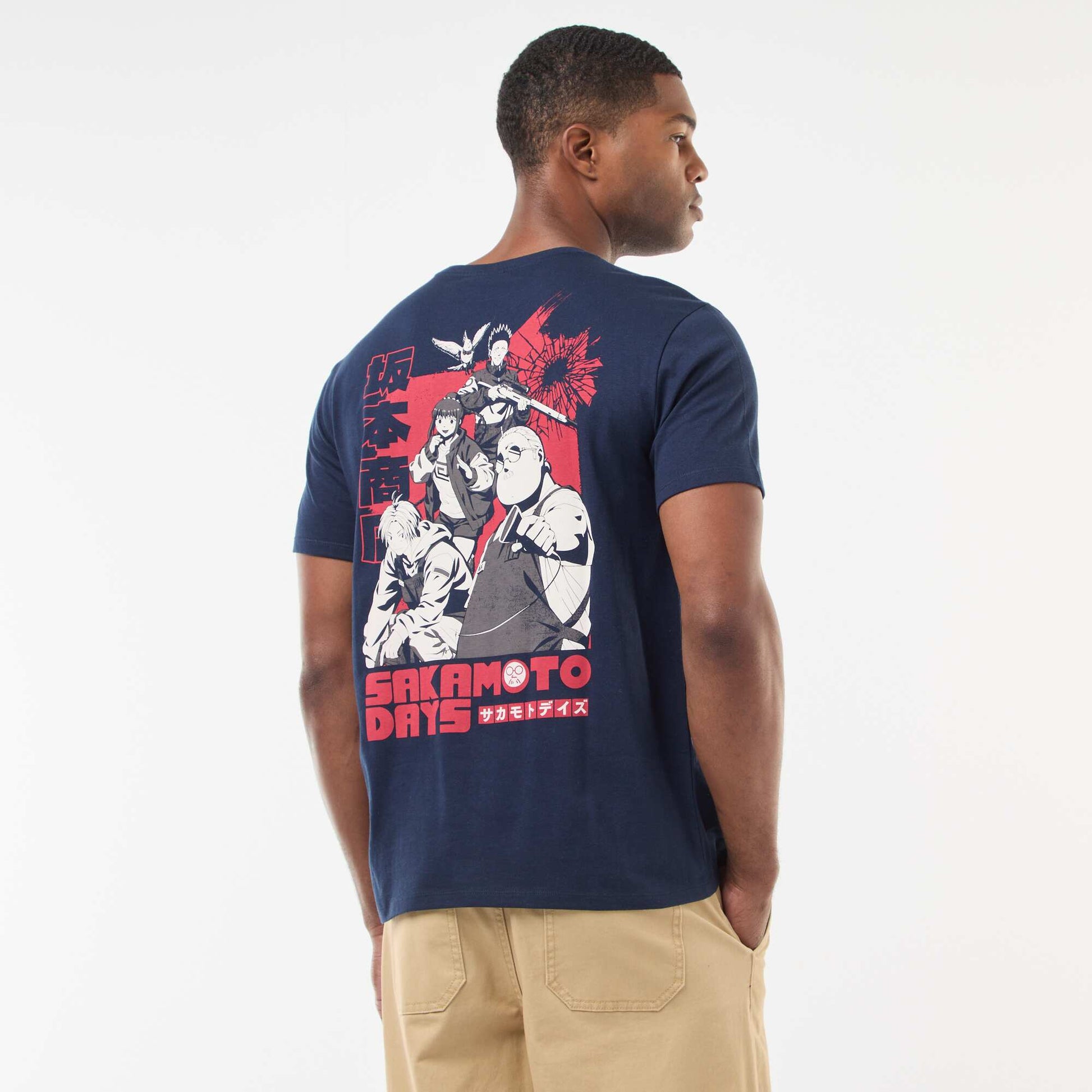 T-shirt imprimé 'Sakamoto Days' à manches courtes NOIR