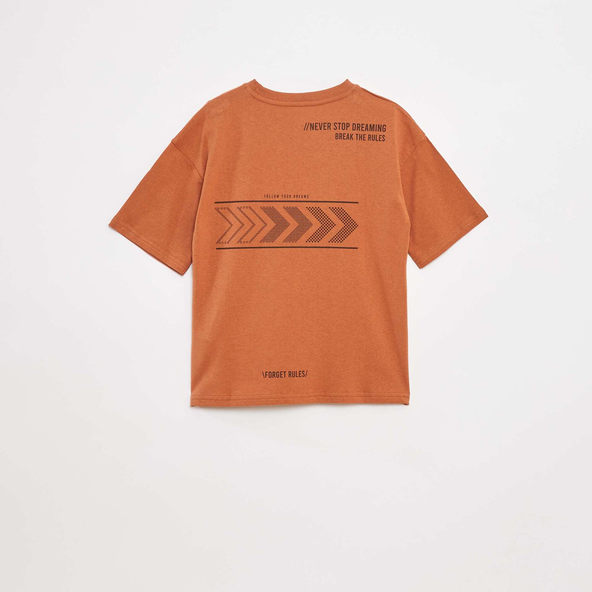T-shirt imprimé à message MARRON