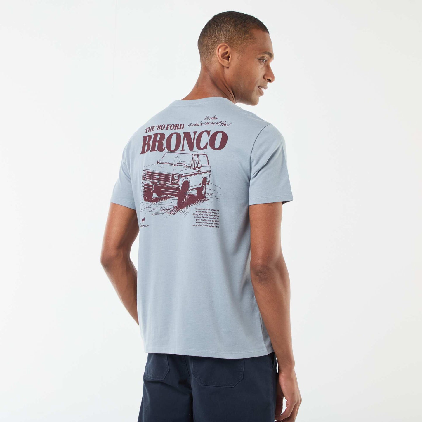 T-shirt à manches courtes avec imprimé poitrine BLEU