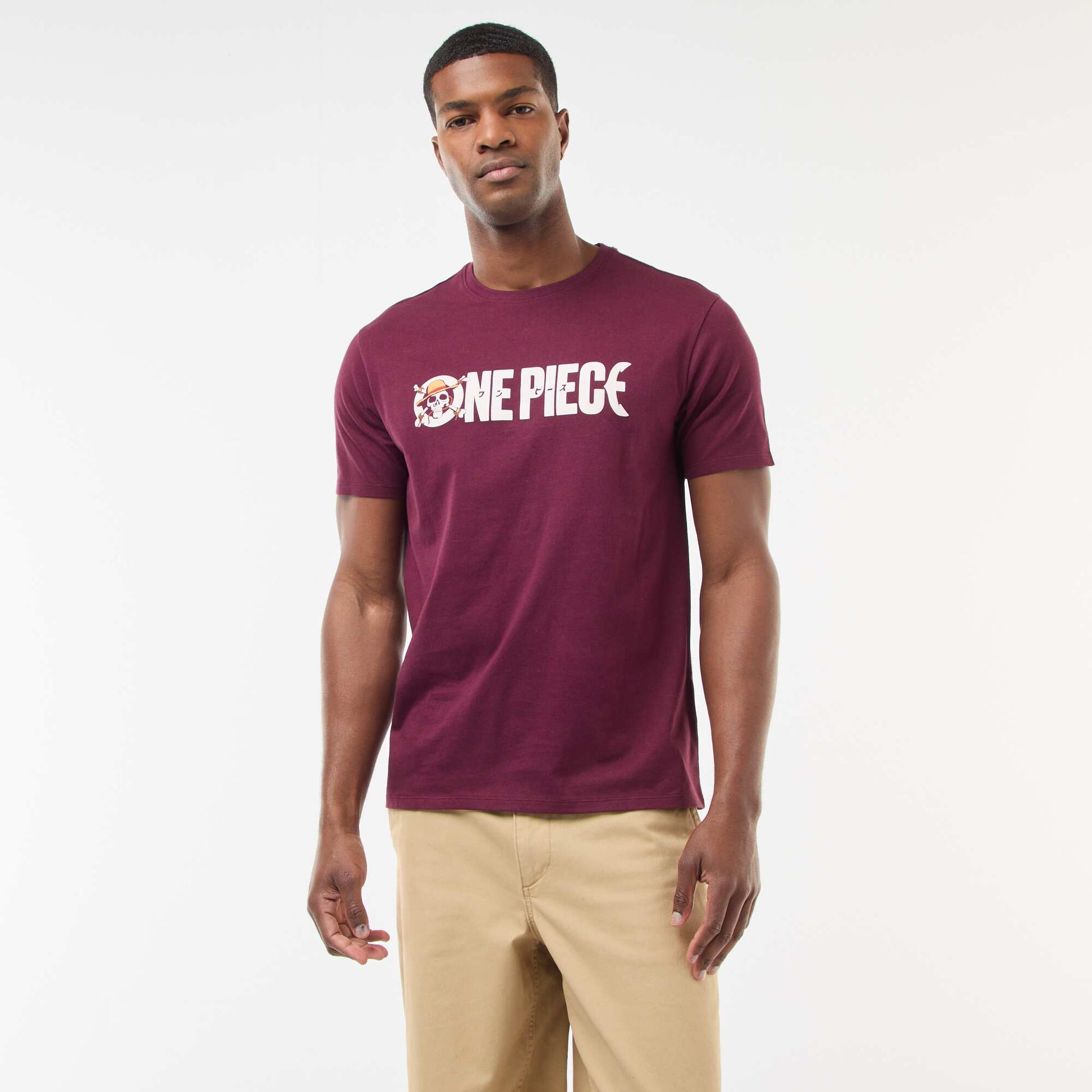 T-shirt imprimé 'One Piece' à manches courtes ROUGE
