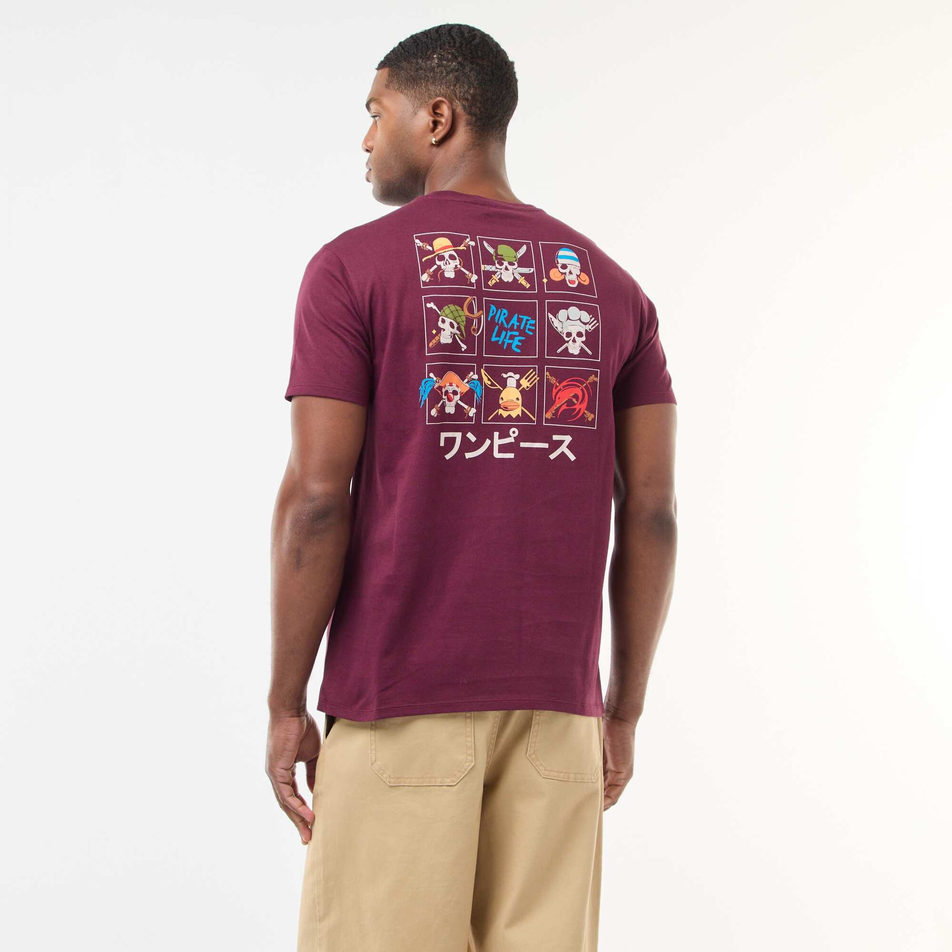 T-shirt imprimé 'One Piece' à manches courtes ROUGE