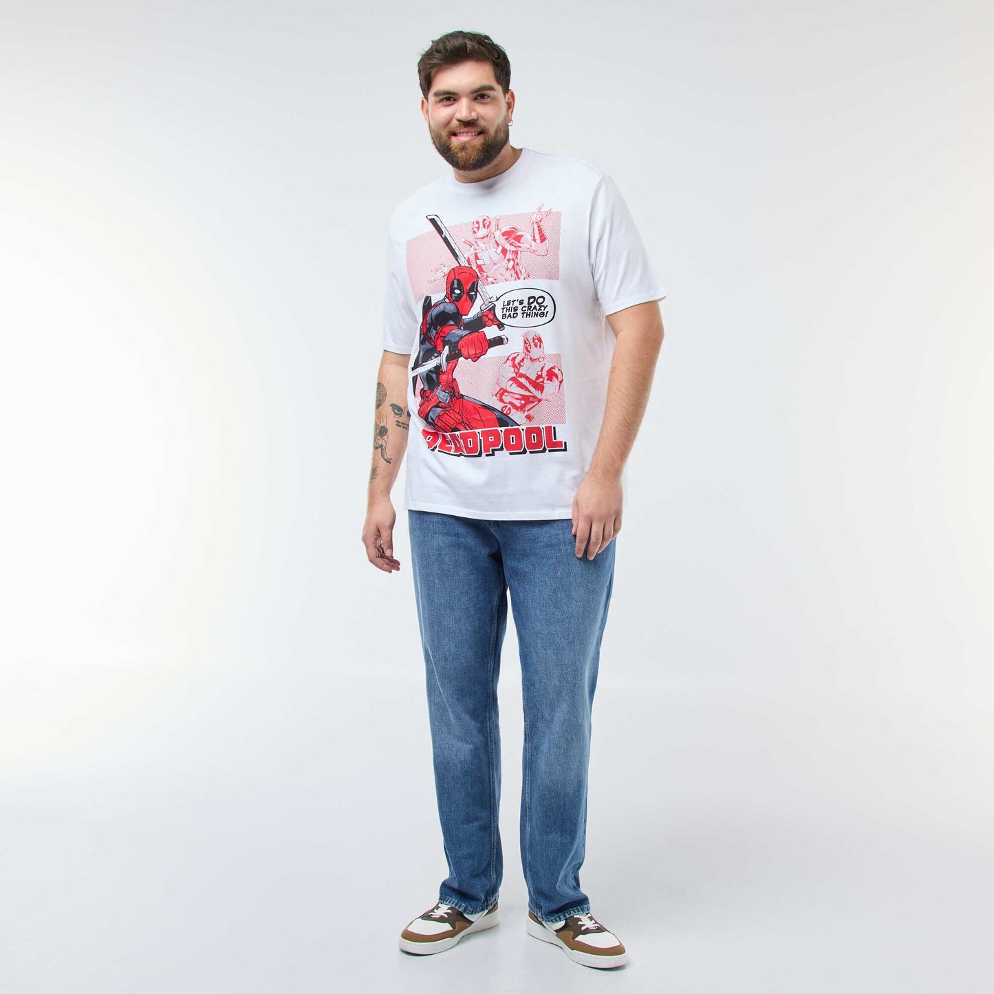 T-shirt imprimé 'Marvel' 'Deadpool' uni BLANC