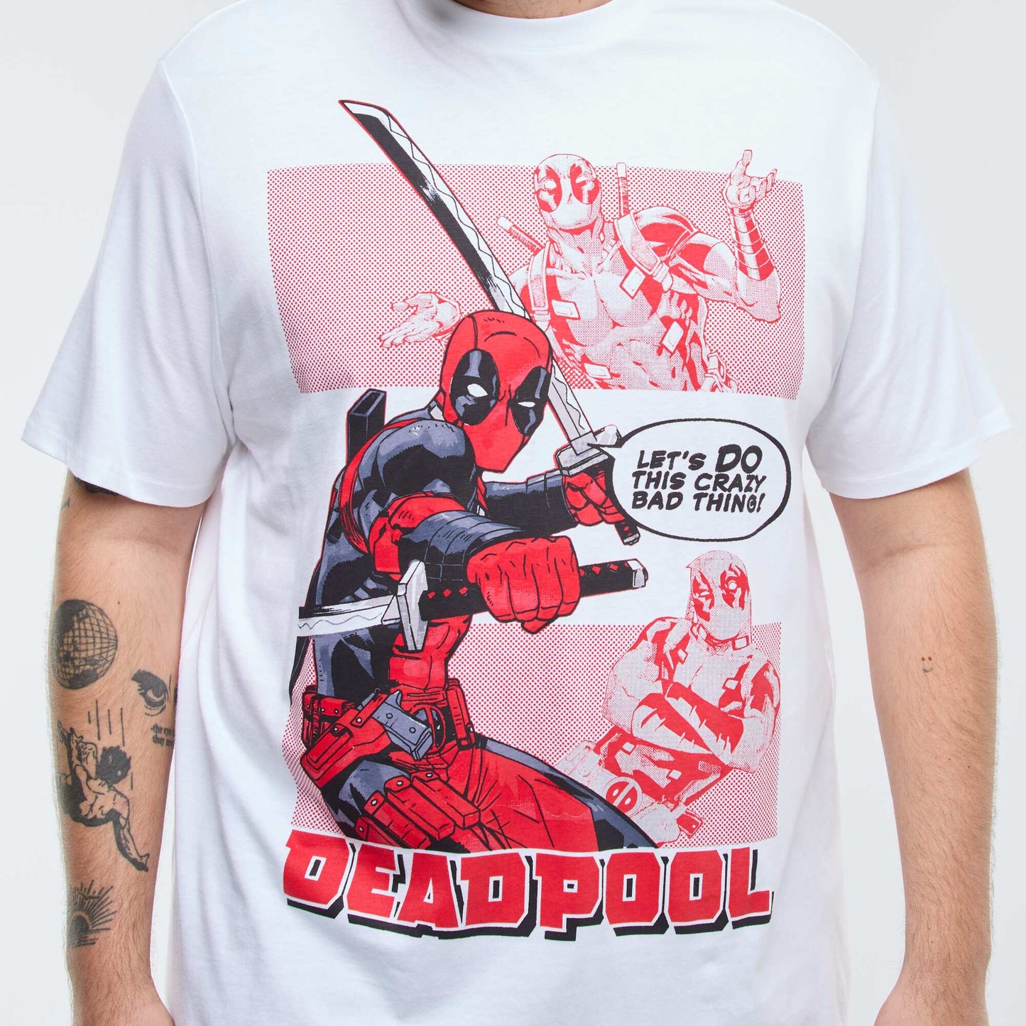 T-shirt imprimé 'Marvel' 'Deadpool' uni BLANC